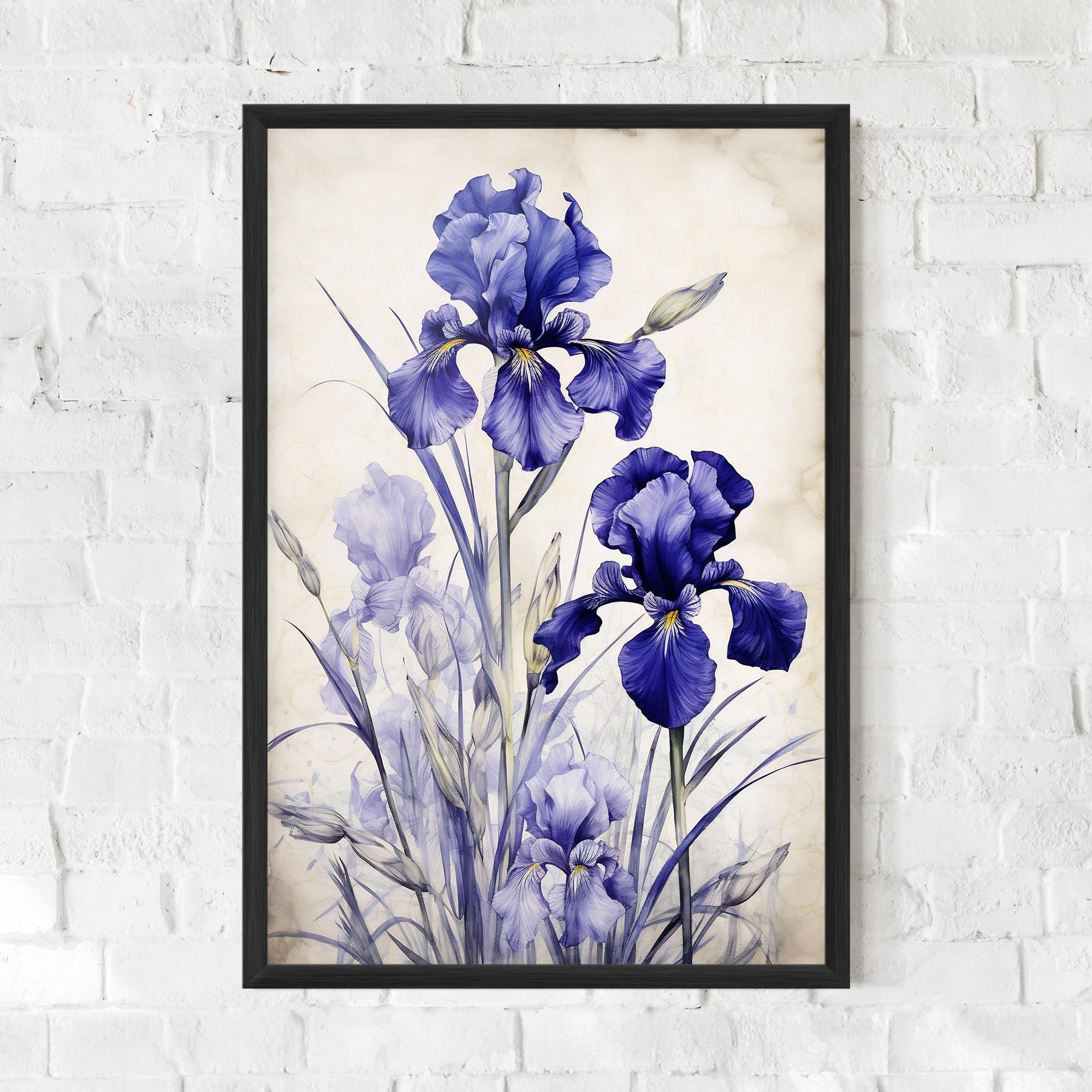 Gerahmte Poster Irises Painting mockup 0