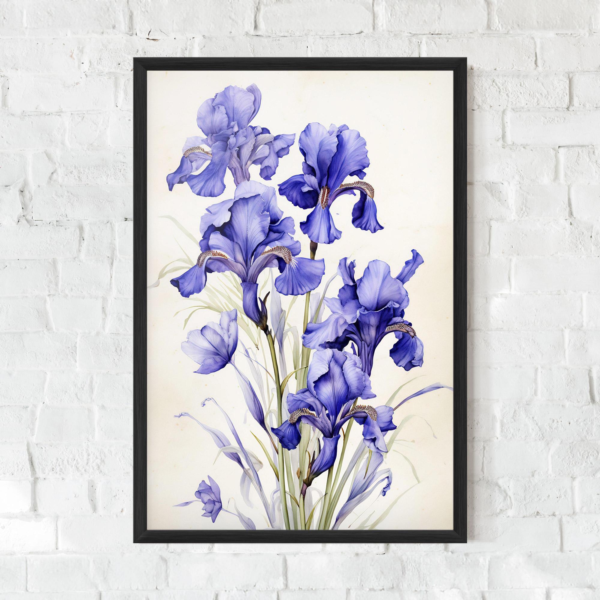 Gerahmte Poster Purple Iris On Cream mockup 0