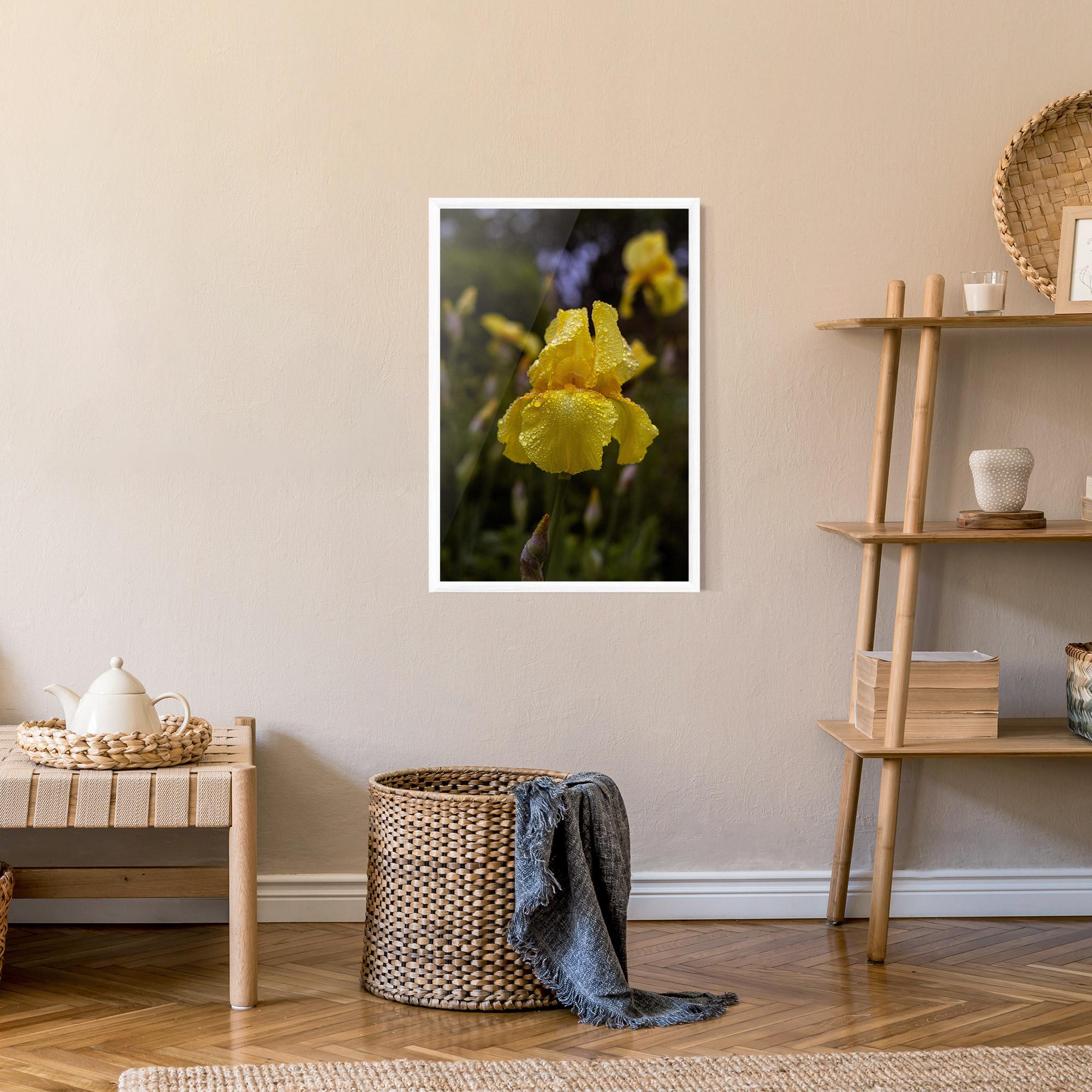 Gerahmte Poster Yellow Iris After Rain mockup 9