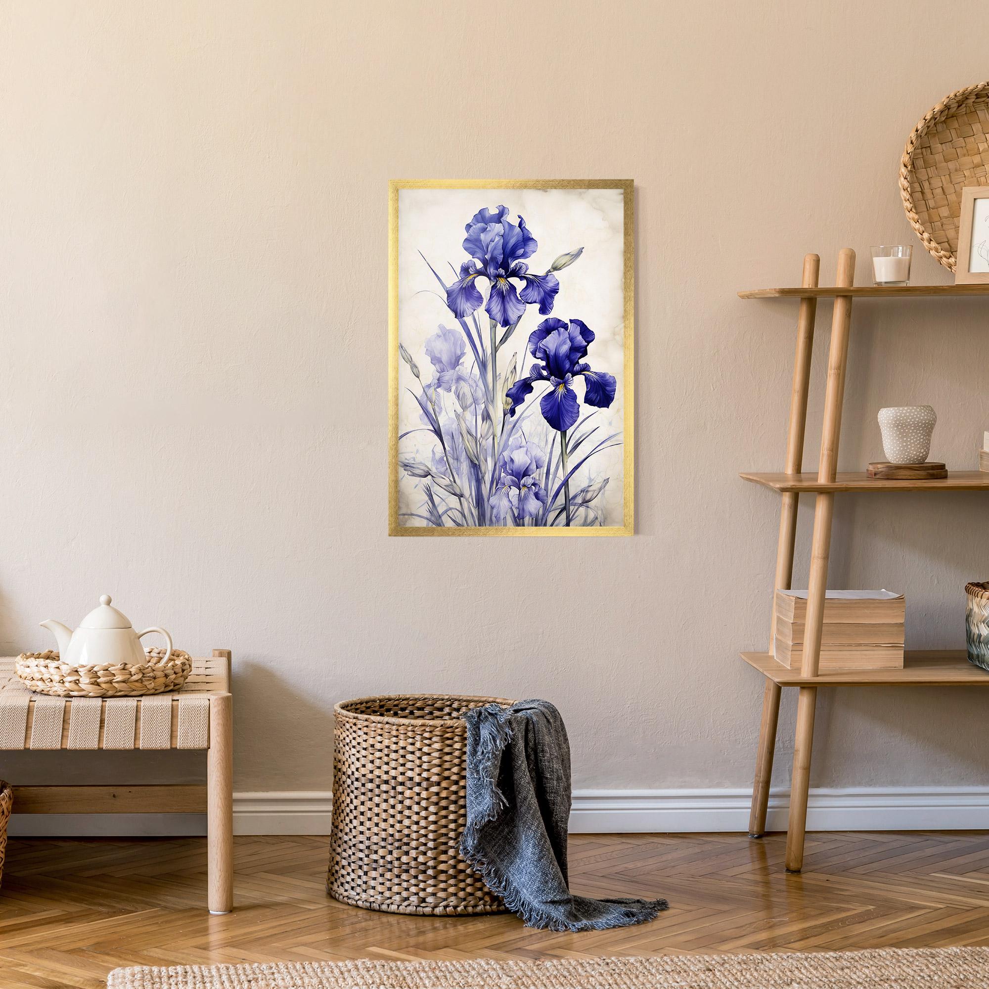 Gerahmte Poster Irises Painting mockup 9