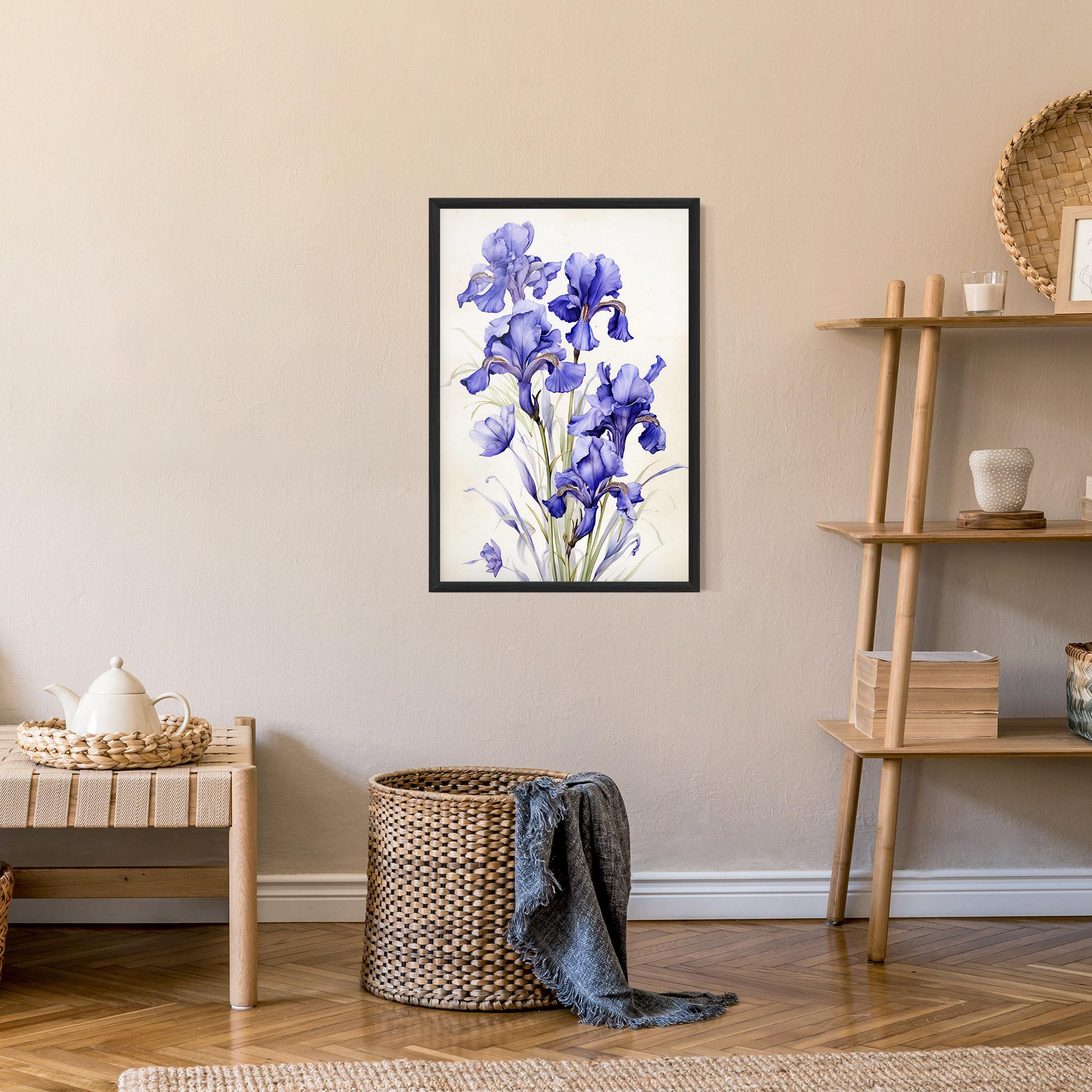 Gerahmte Poster Purple Iris On Cream mockup 9