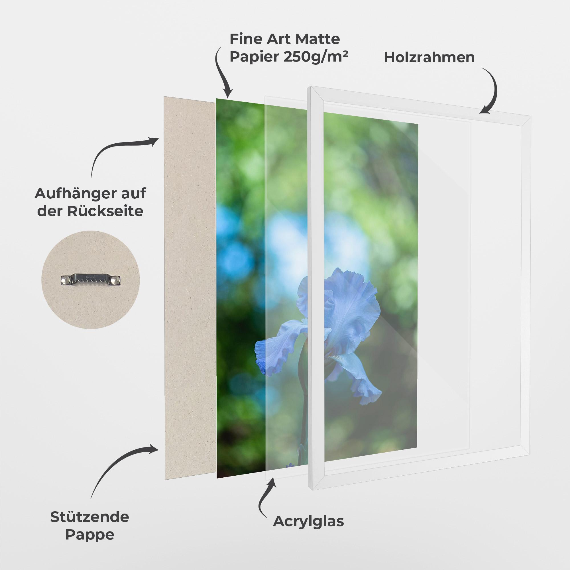 Gerahmte Poster Blue Iris In The Garden mockup 1