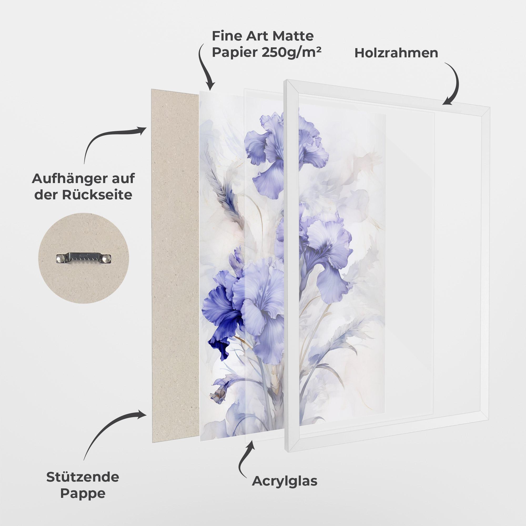 Gerahmte Poster Purple Iris Painting mockup 1