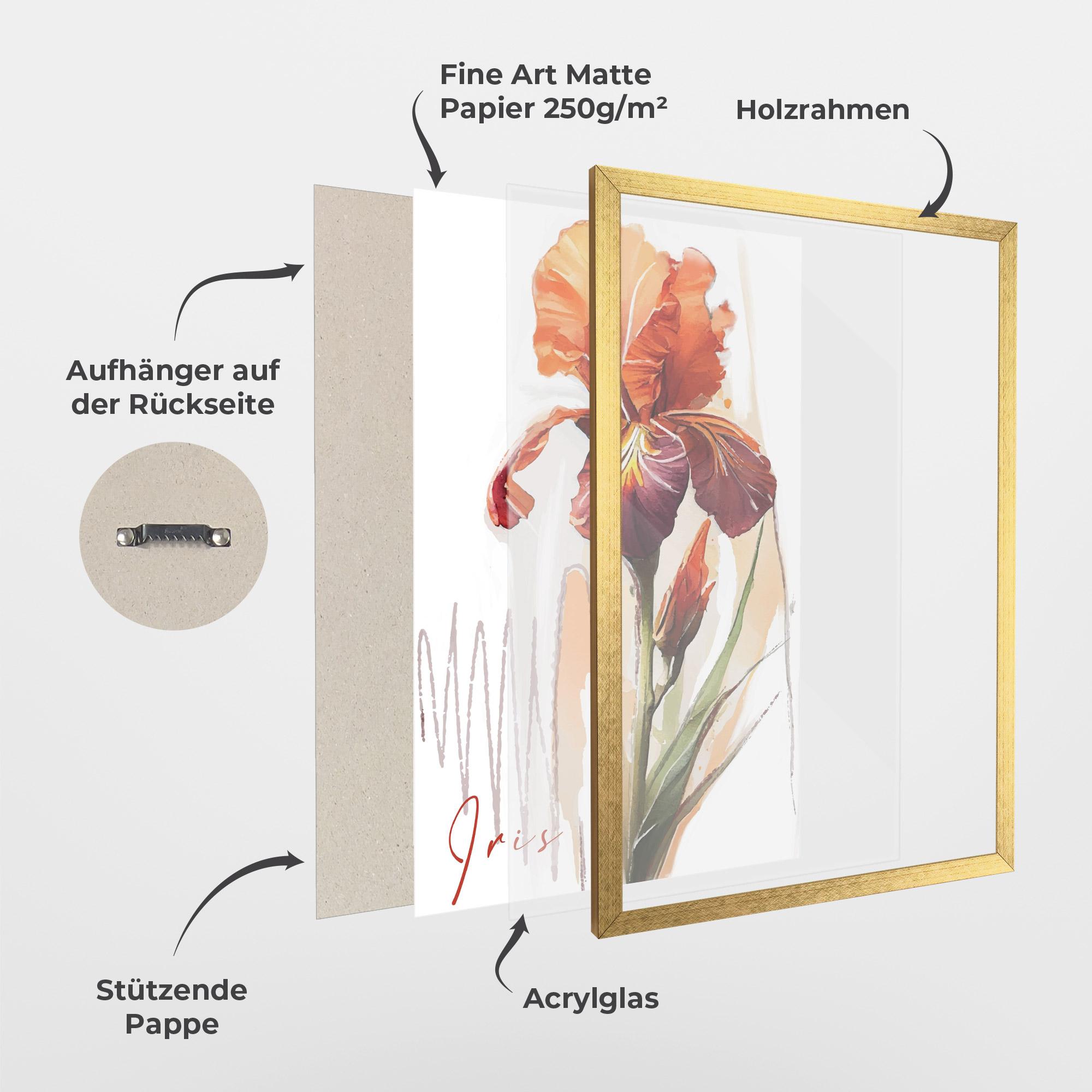 Gerahmte Poster Orange Iris mockup 1