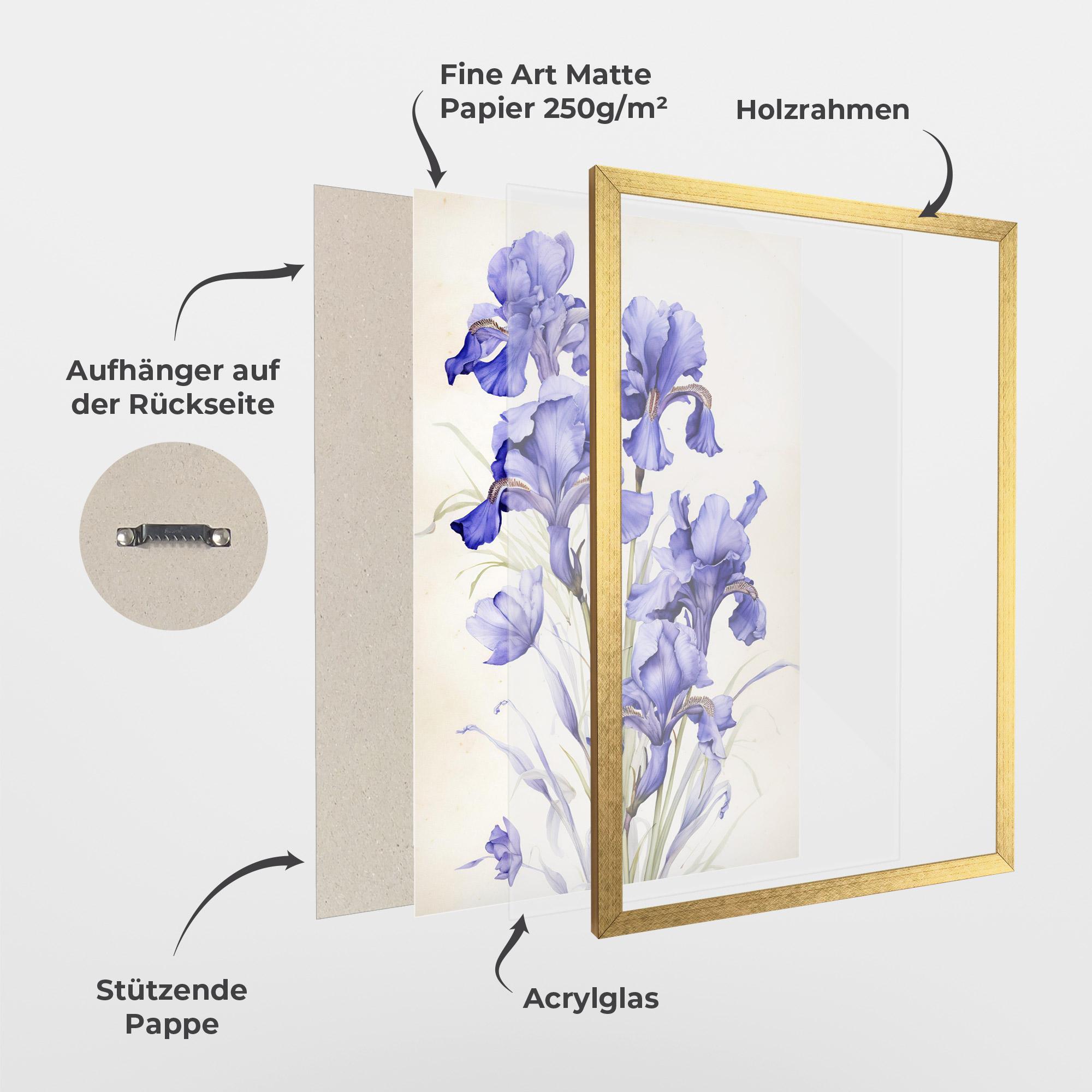 Gerahmte Poster Purple Iris On Cream mockup 1