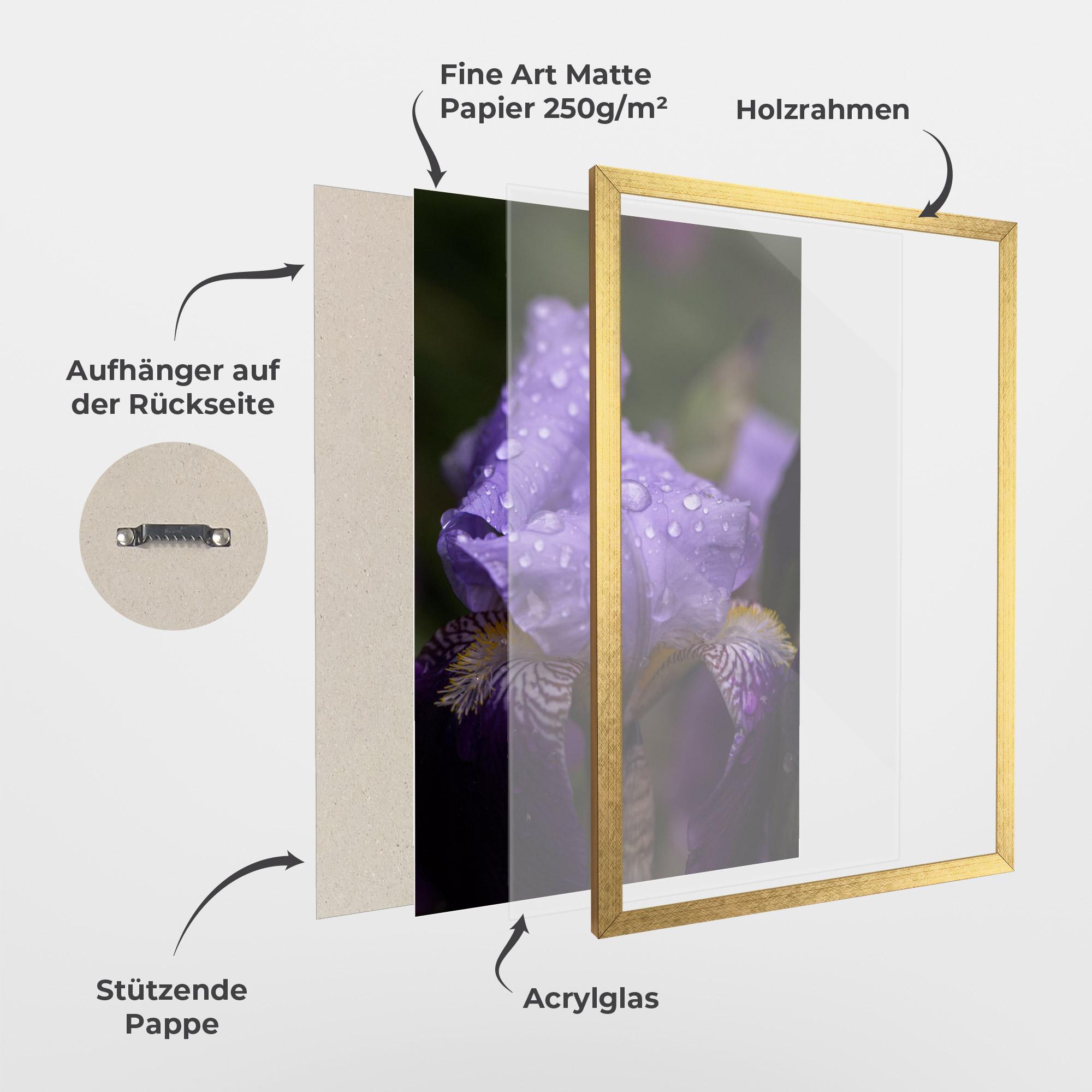 Gerahmte Poster Rain In The Garden mockup 1