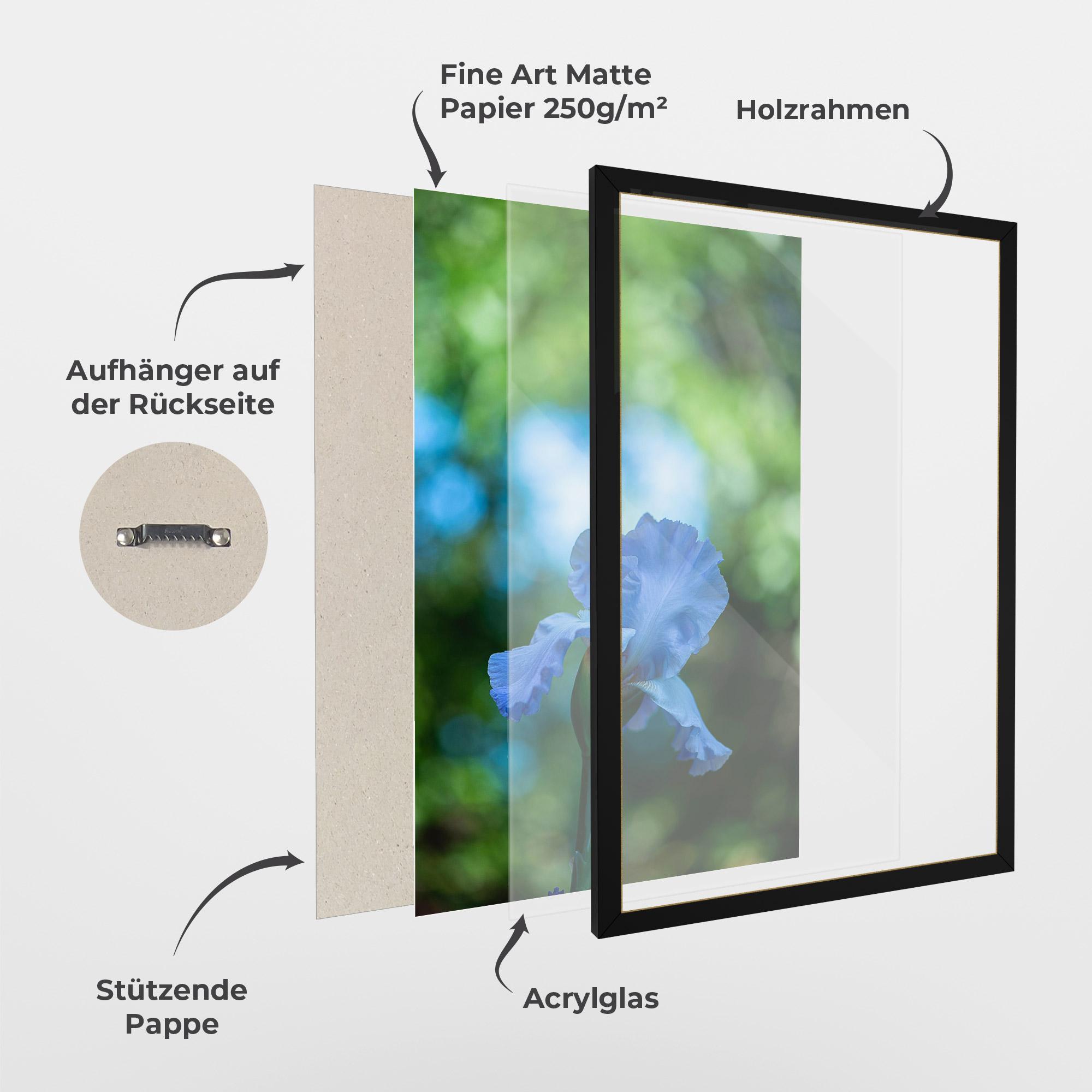 Gerahmte Poster Blue Iris In The Garden mockup 1