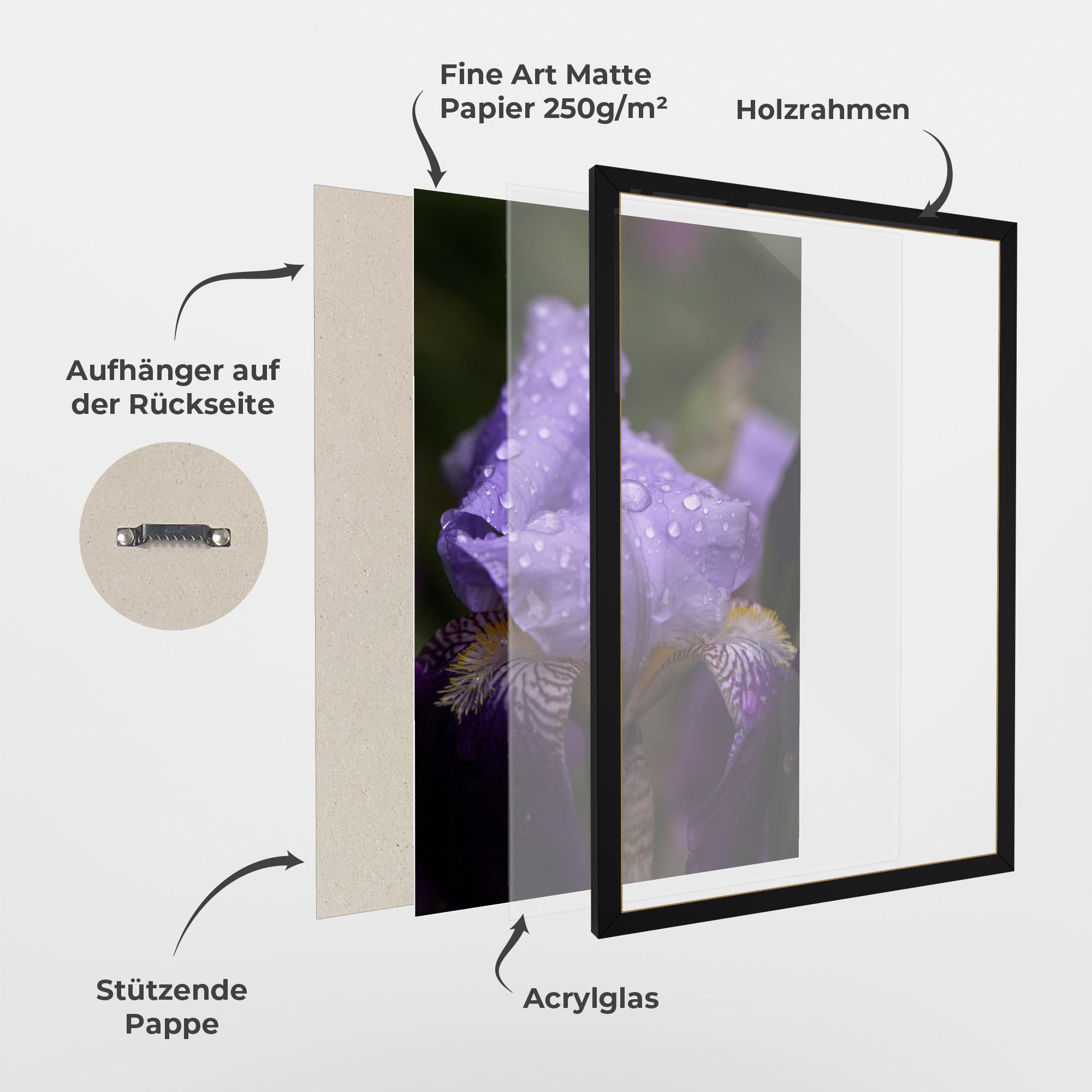 Gerahmte Poster Rain In The Garden mockup 1