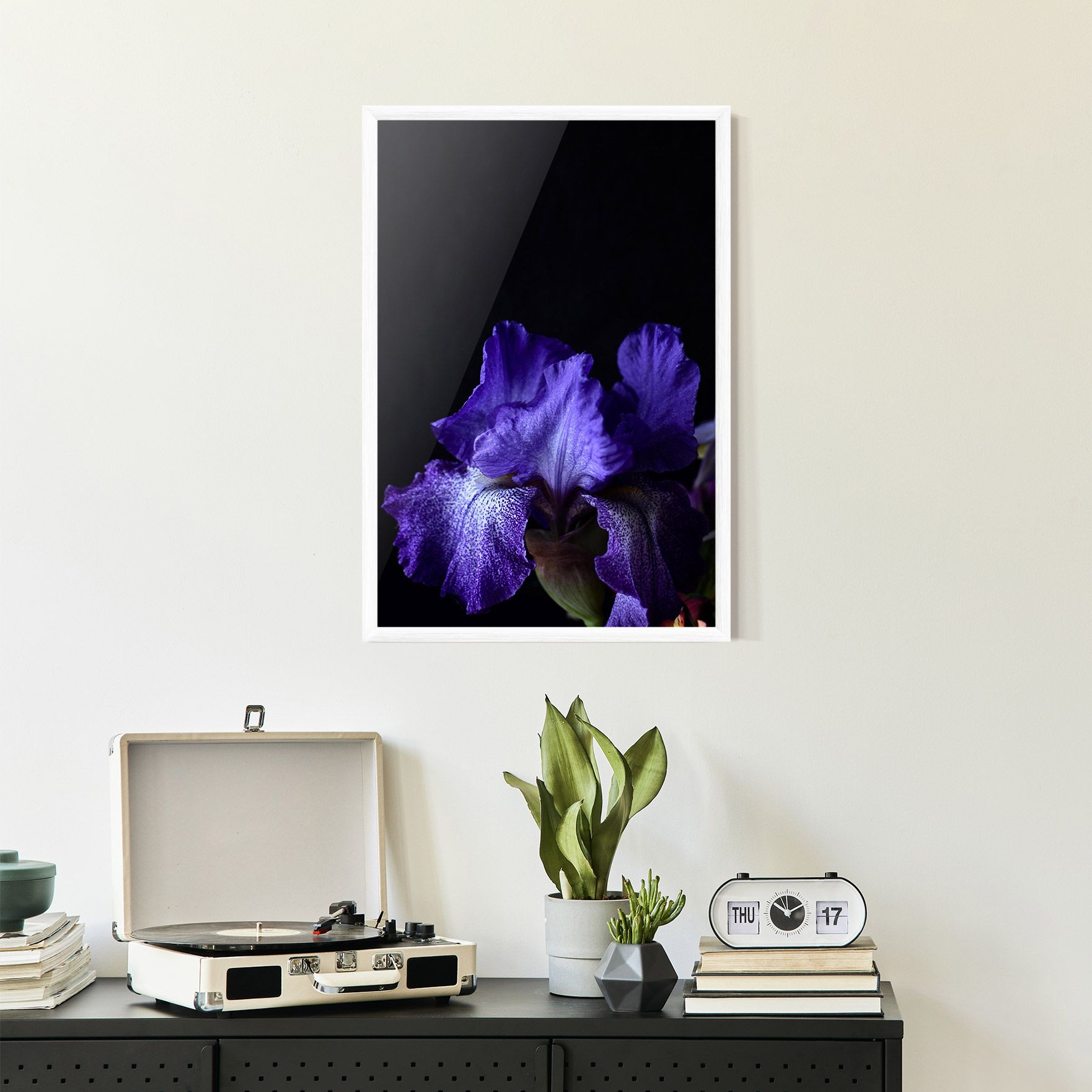 Dark Purple Iris On Black mockup 2