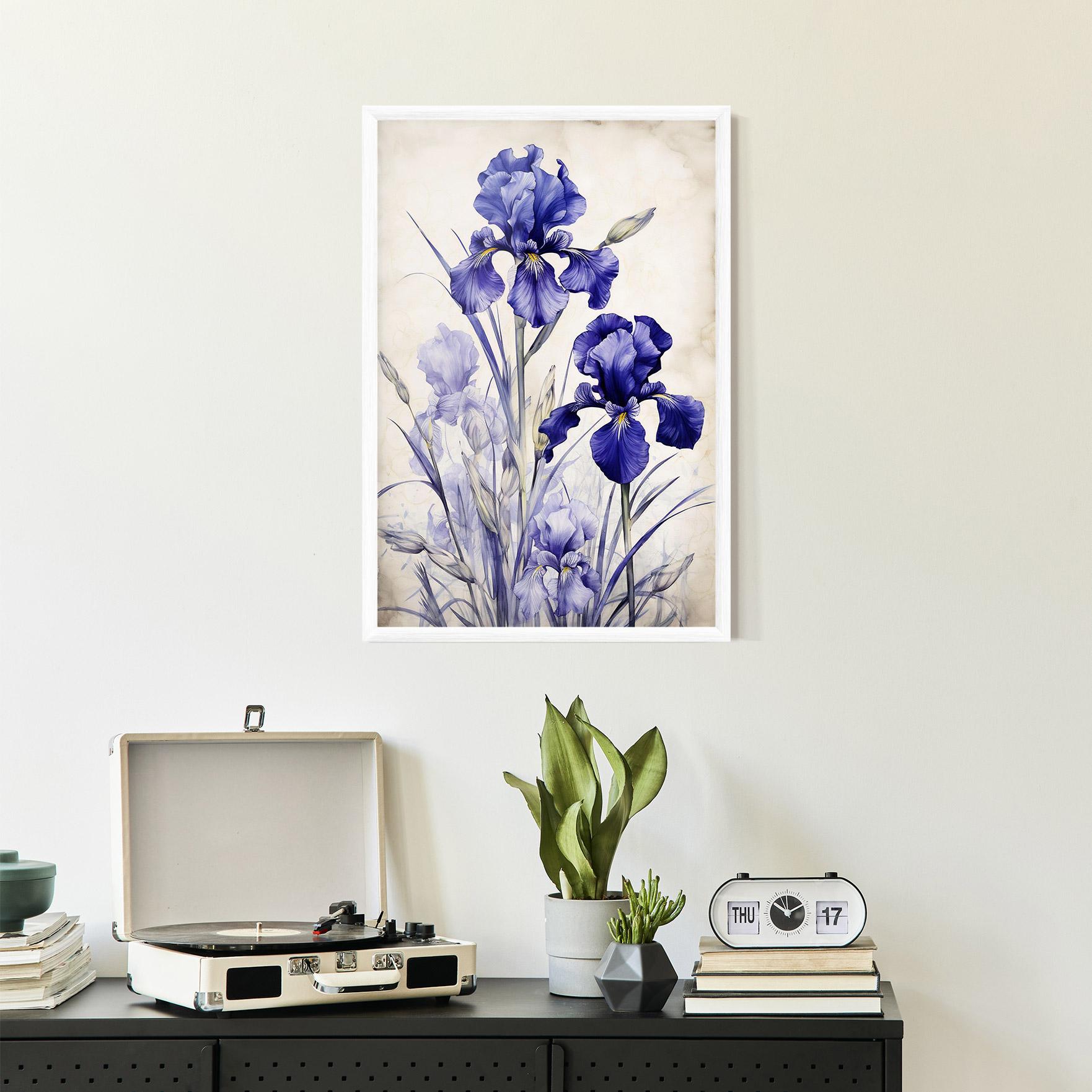 Gerahmte Poster Irises Painting mockup 2