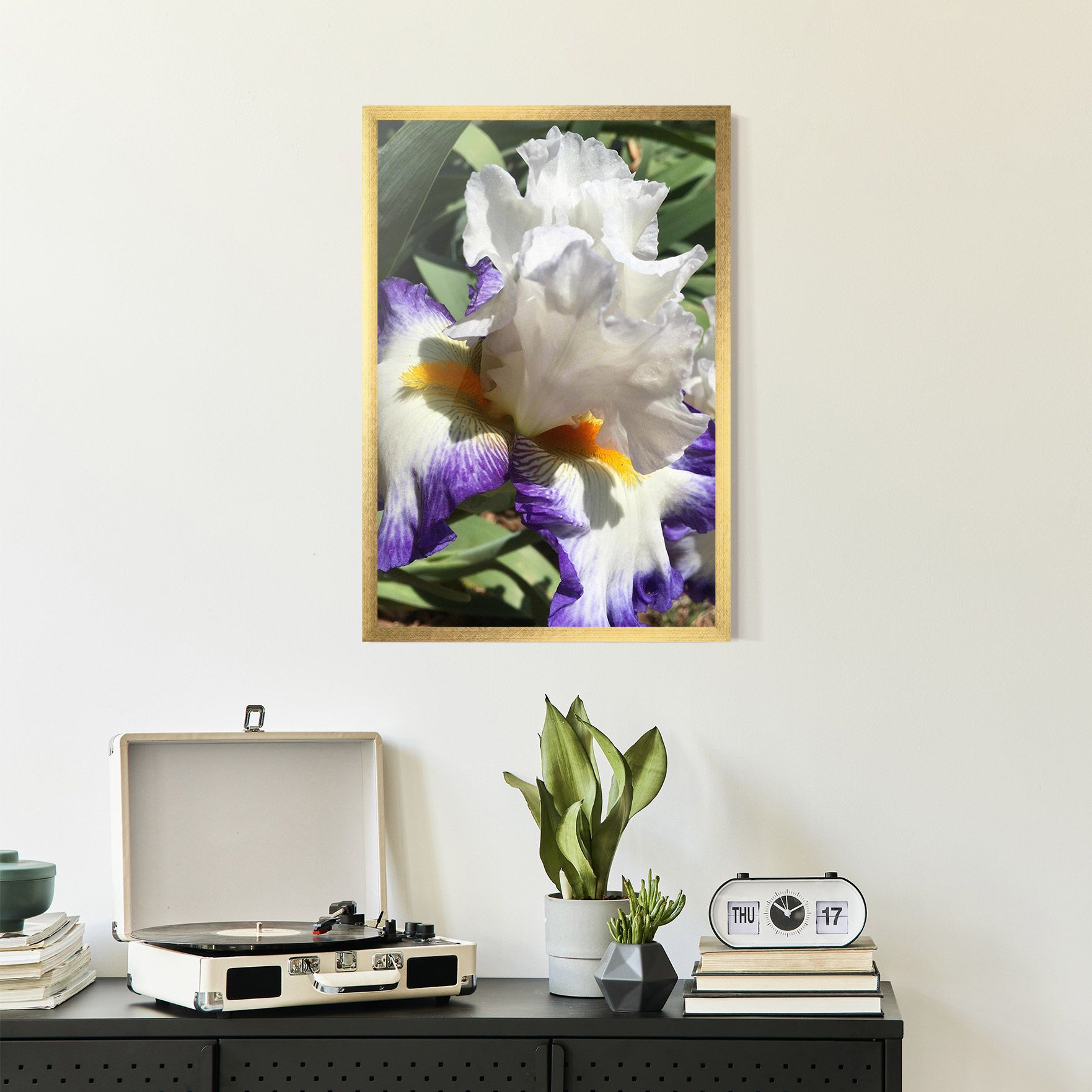 Garden White Purple Irirs mockup 2