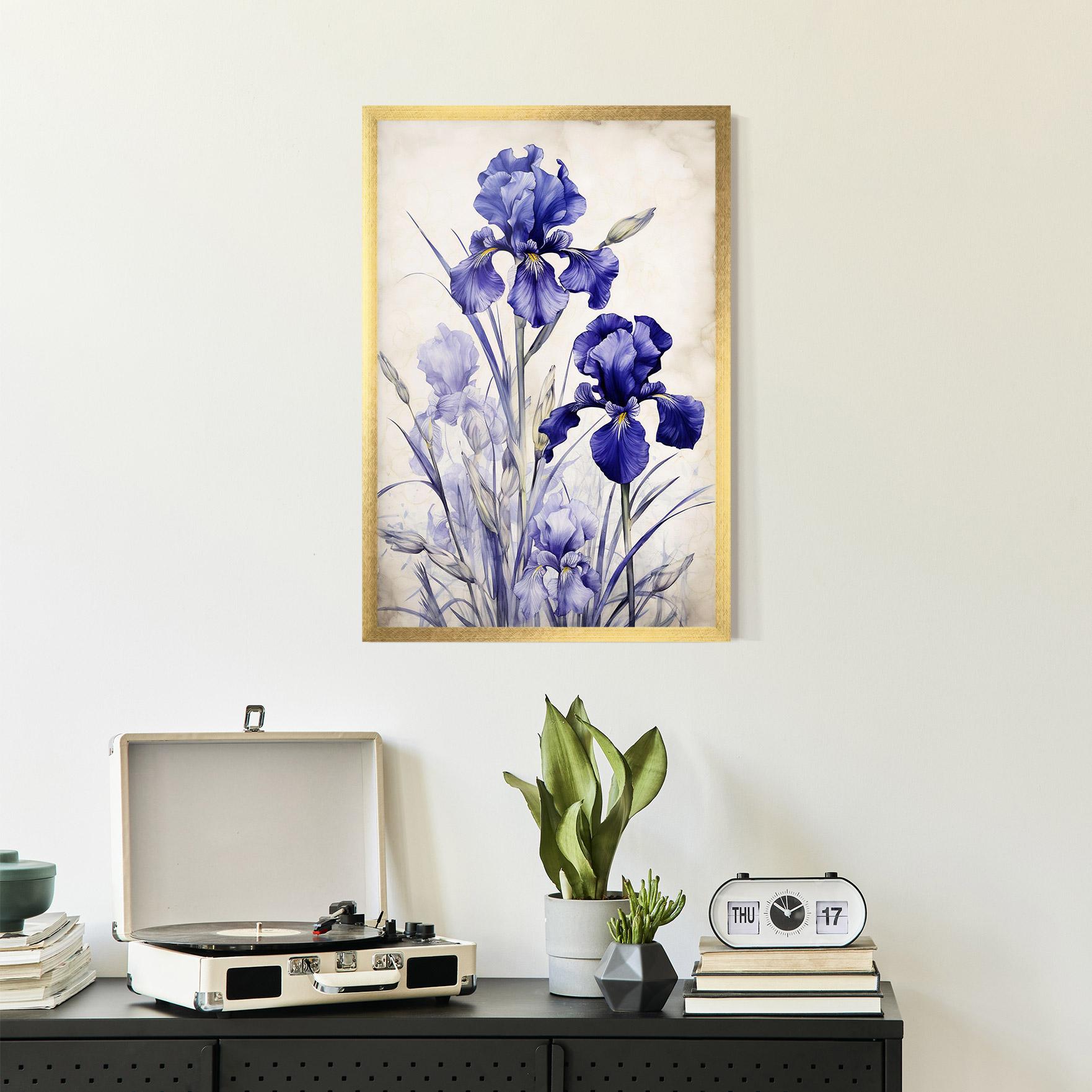 Gerahmte Poster Irises Painting mockup 2