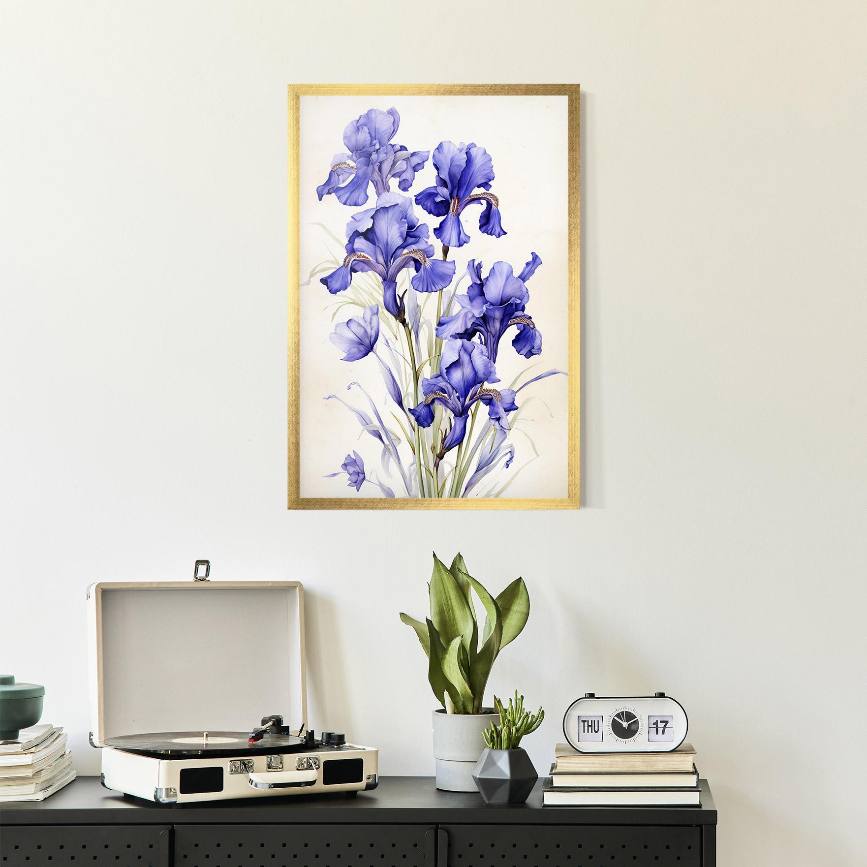 Gerahmte Poster Purple Iris On Cream mockup 2