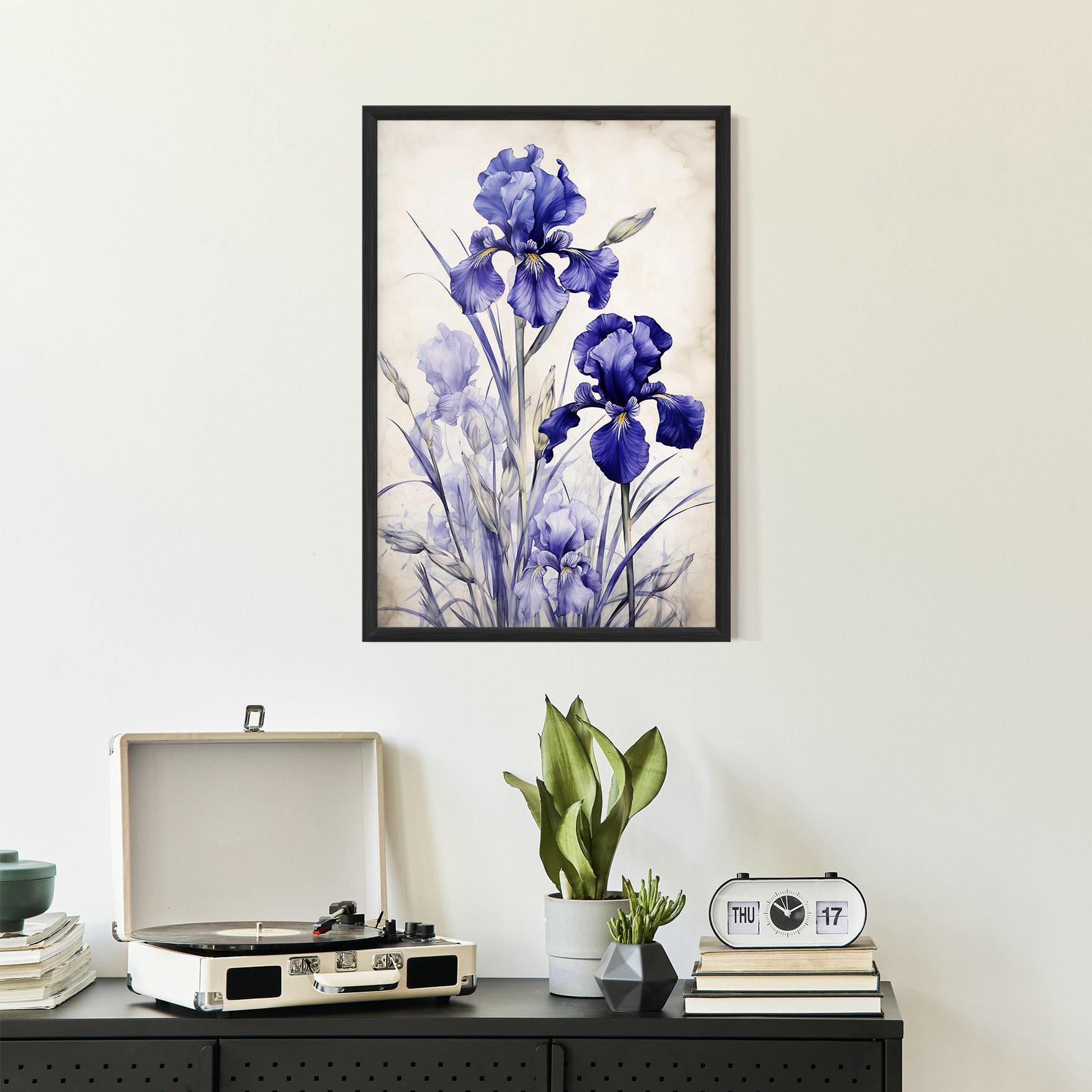 Gerahmte Poster Irises Painting mockup 2