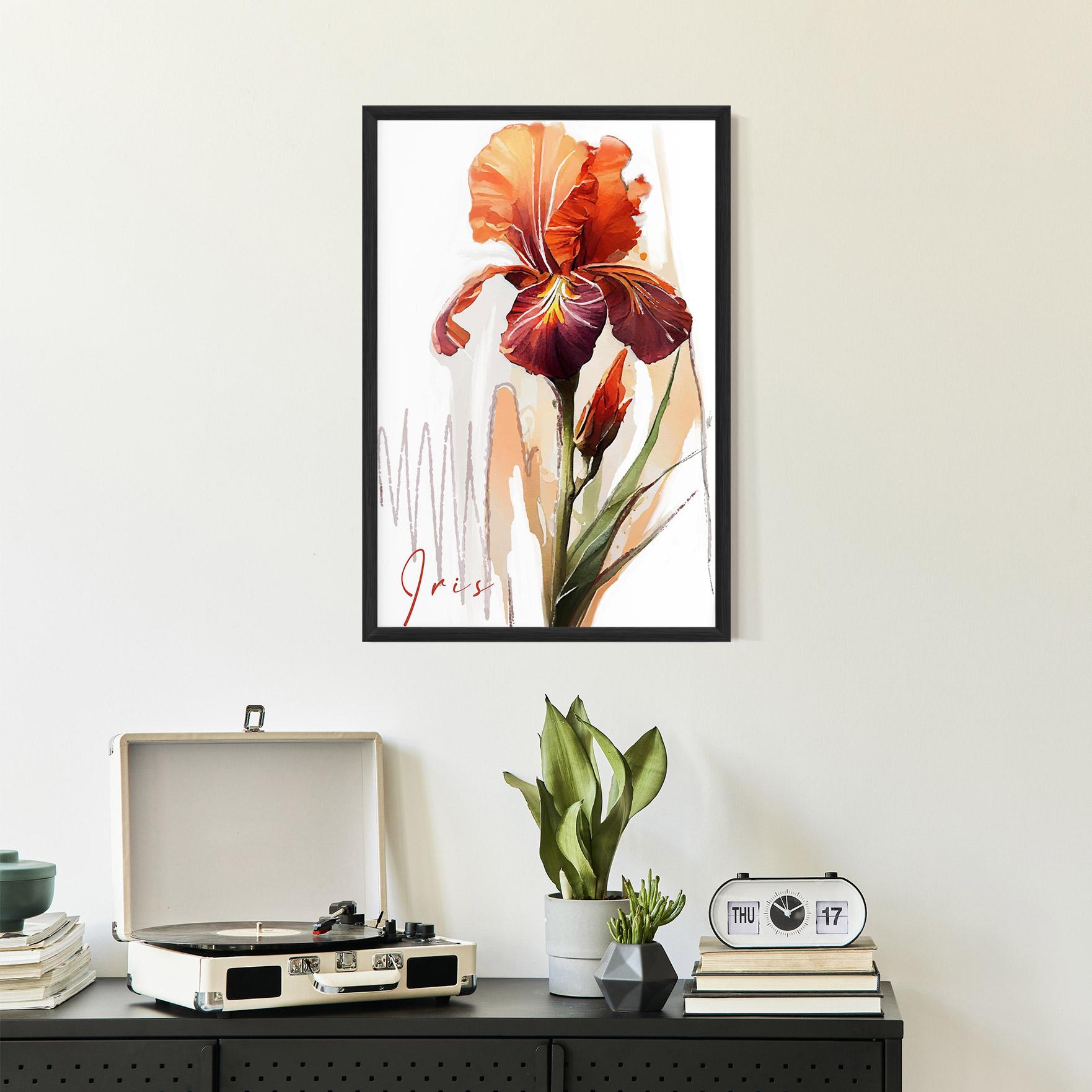 Gerahmte Poster Orange Iris mockup 2