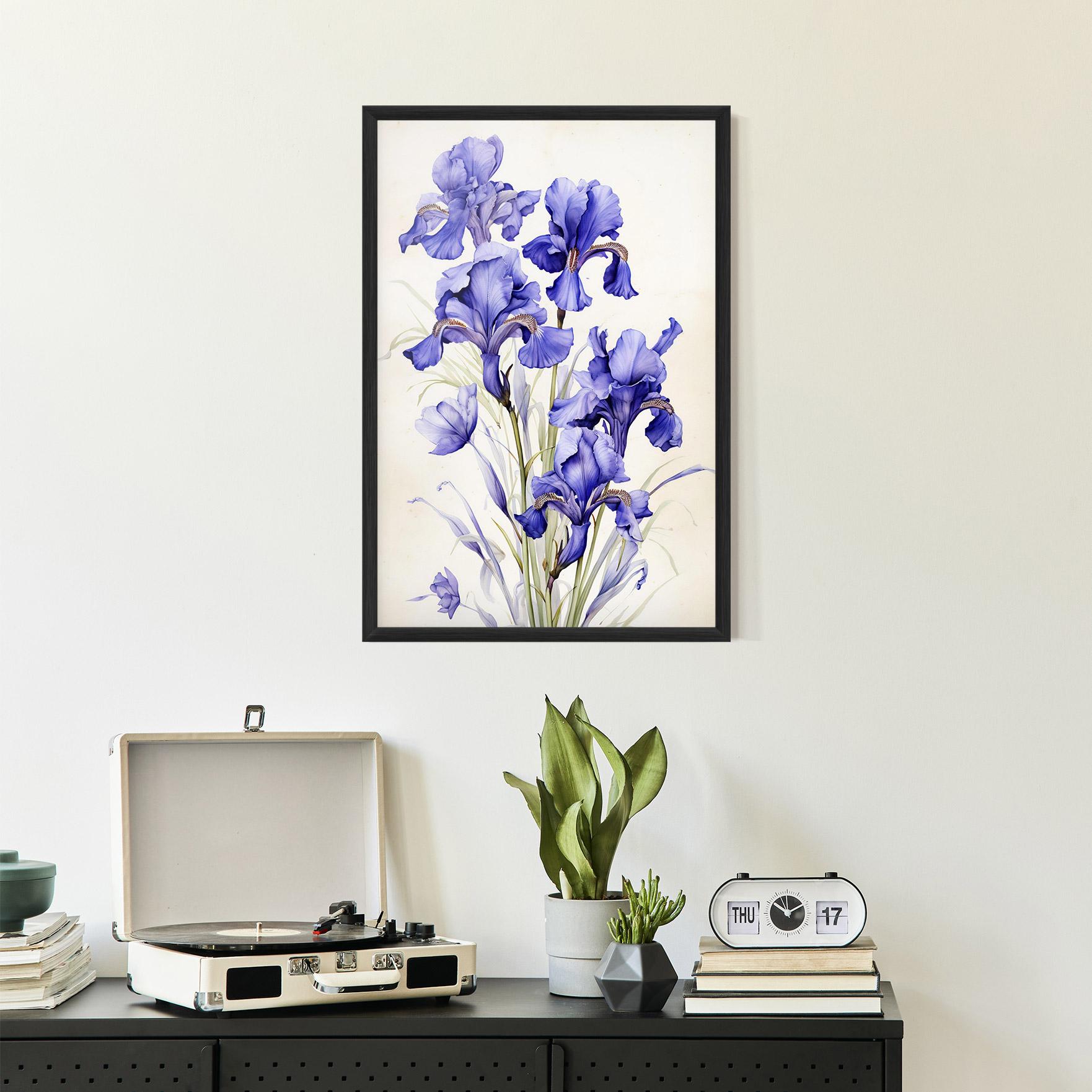 Gerahmte Poster Purple Iris On Cream mockup 2