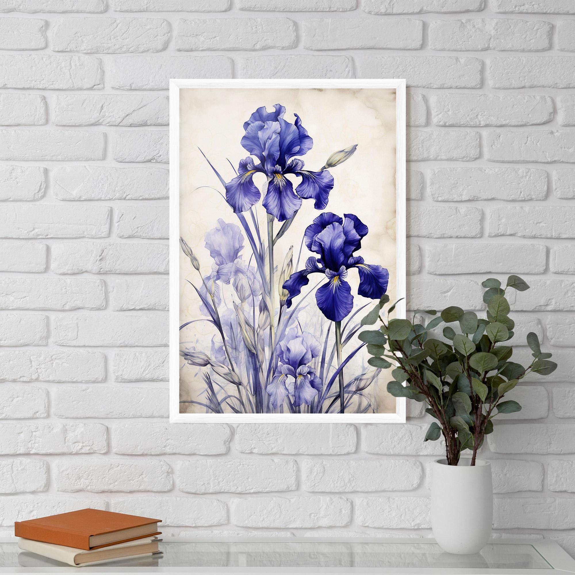 Gerahmte Poster Irises Painting mockup 5