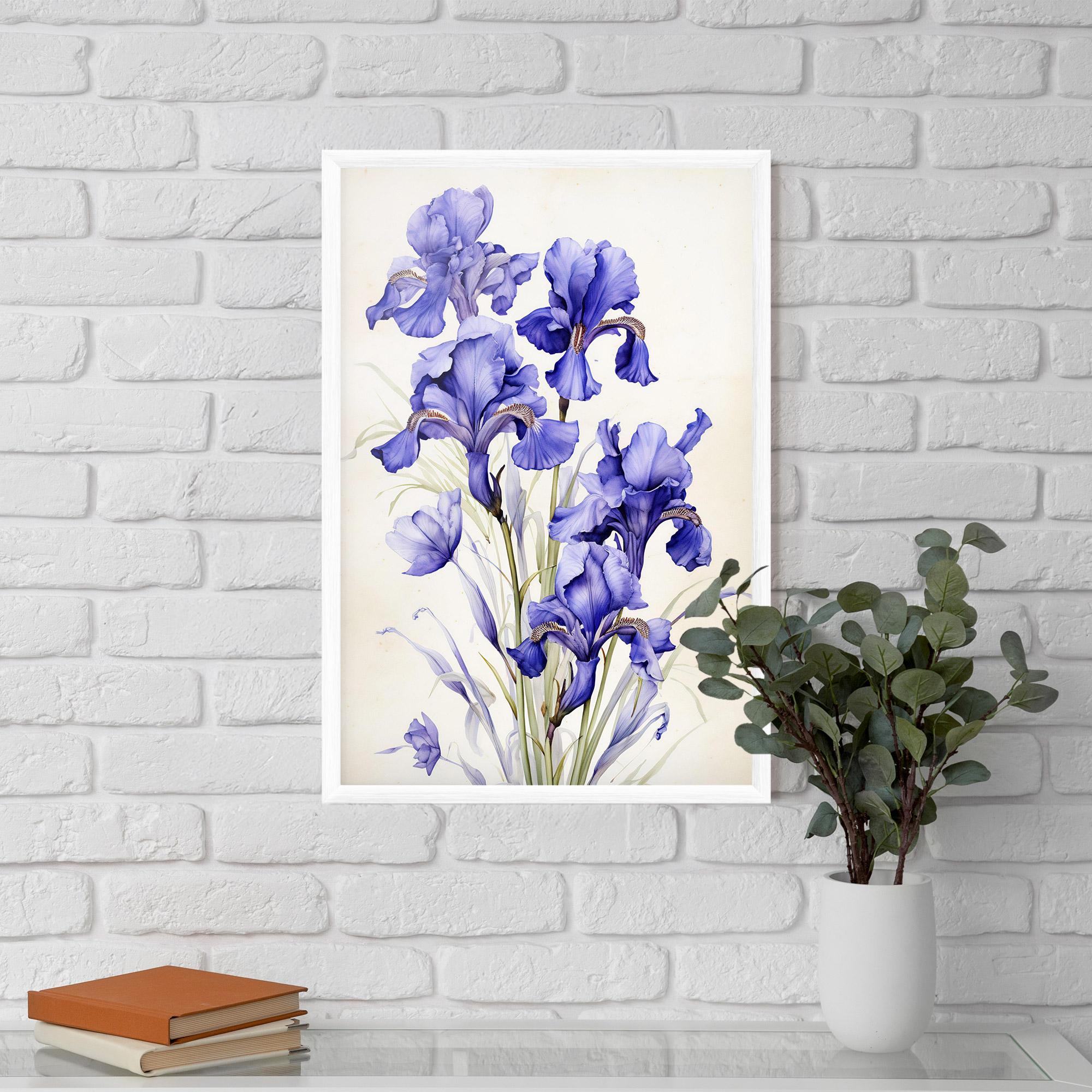 Gerahmte Poster Purple Iris On Cream mockup 5