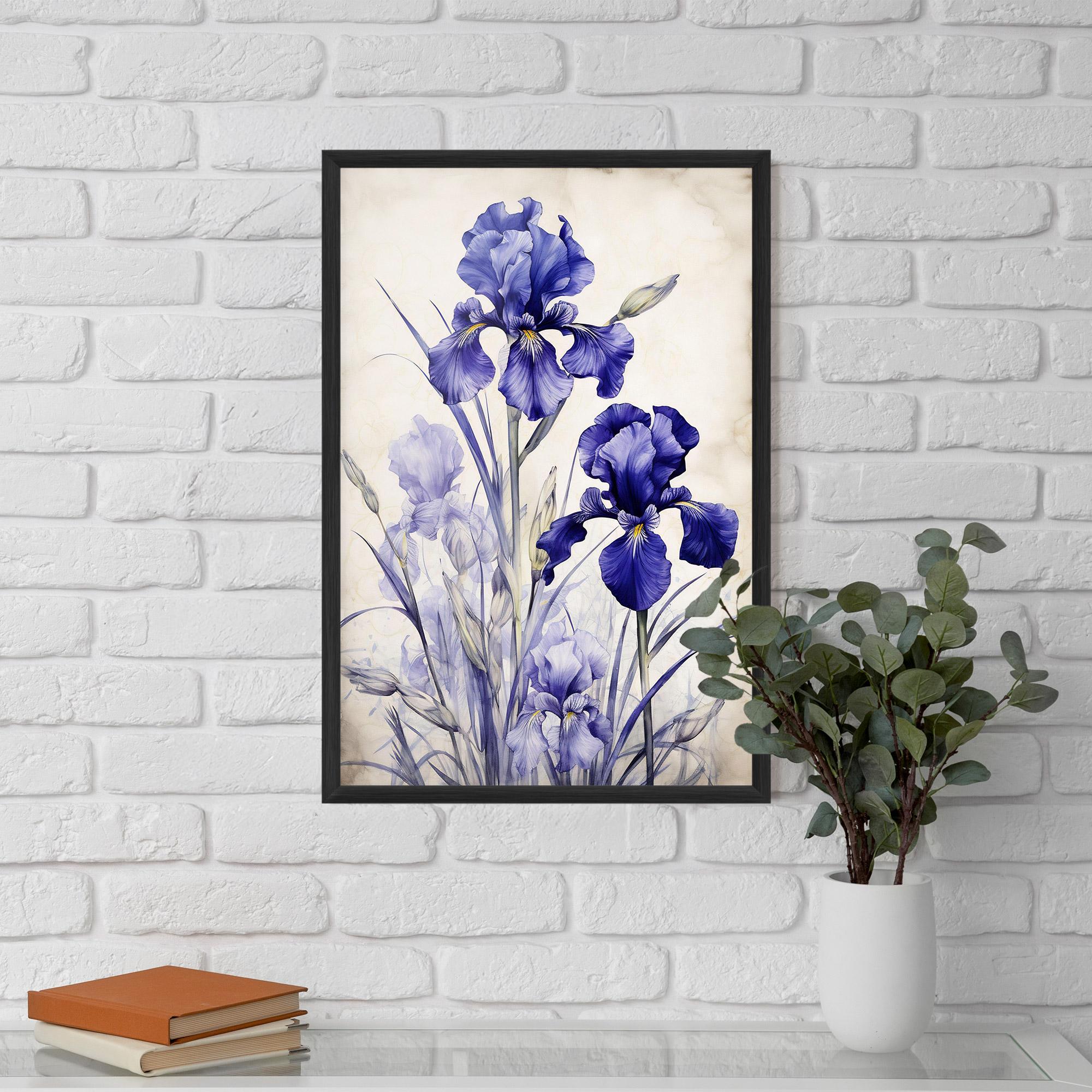 Gerahmte Poster Irises Painting mockup 5