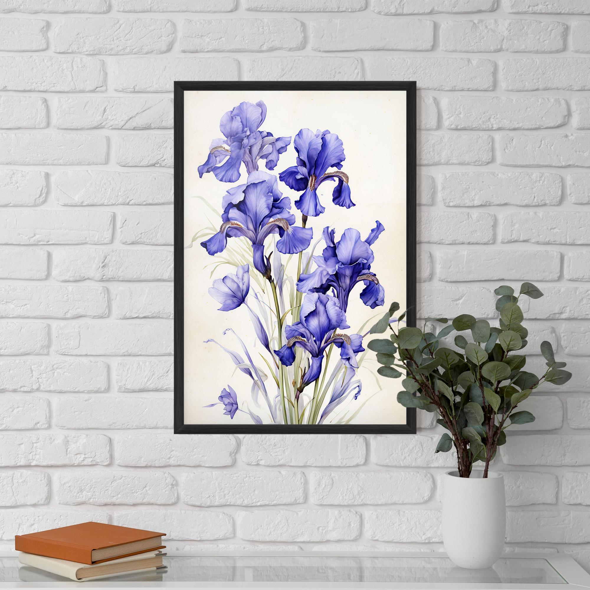 Gerahmte Poster Purple Iris On Cream mockup 5