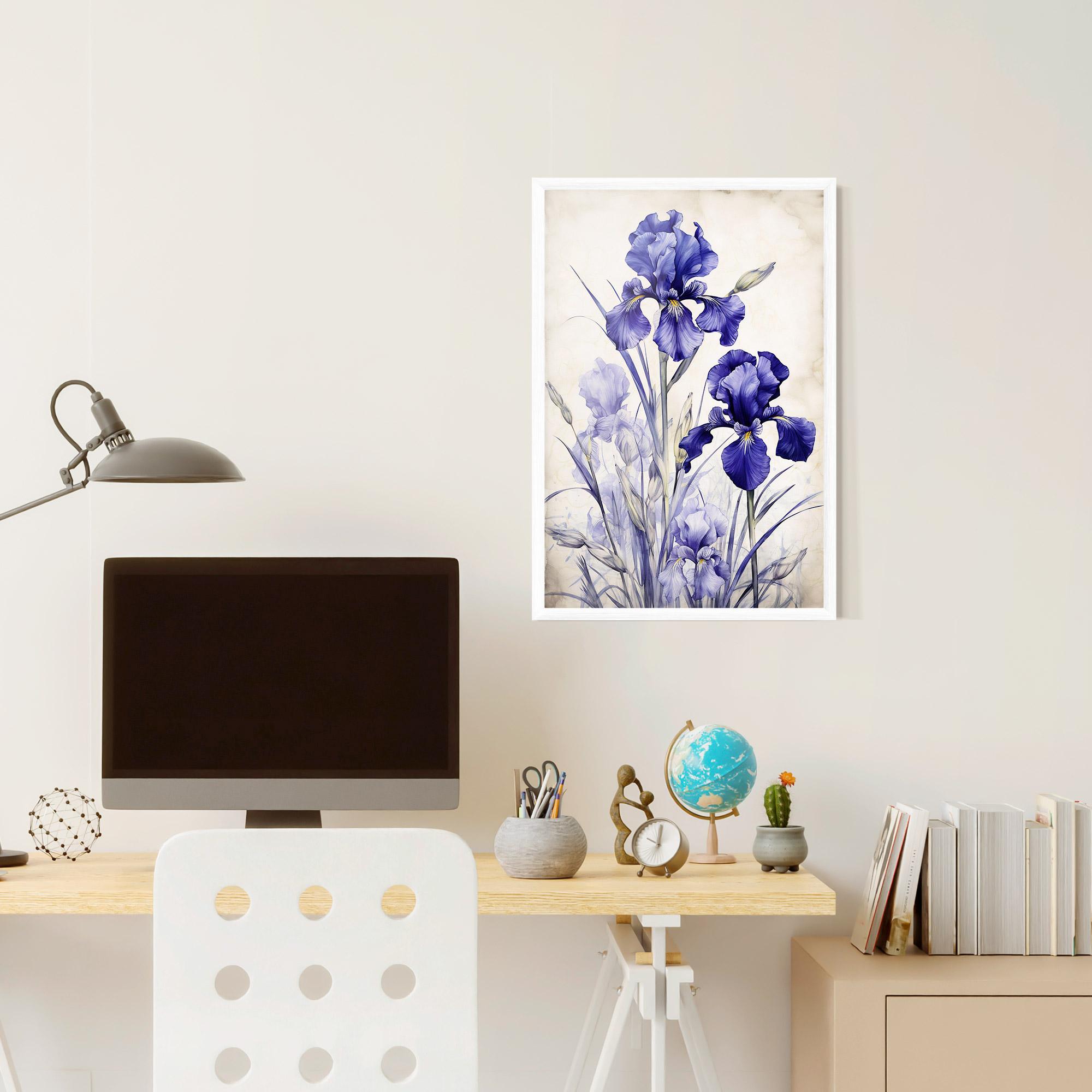 Gerahmte Poster Irises Painting mockup 6