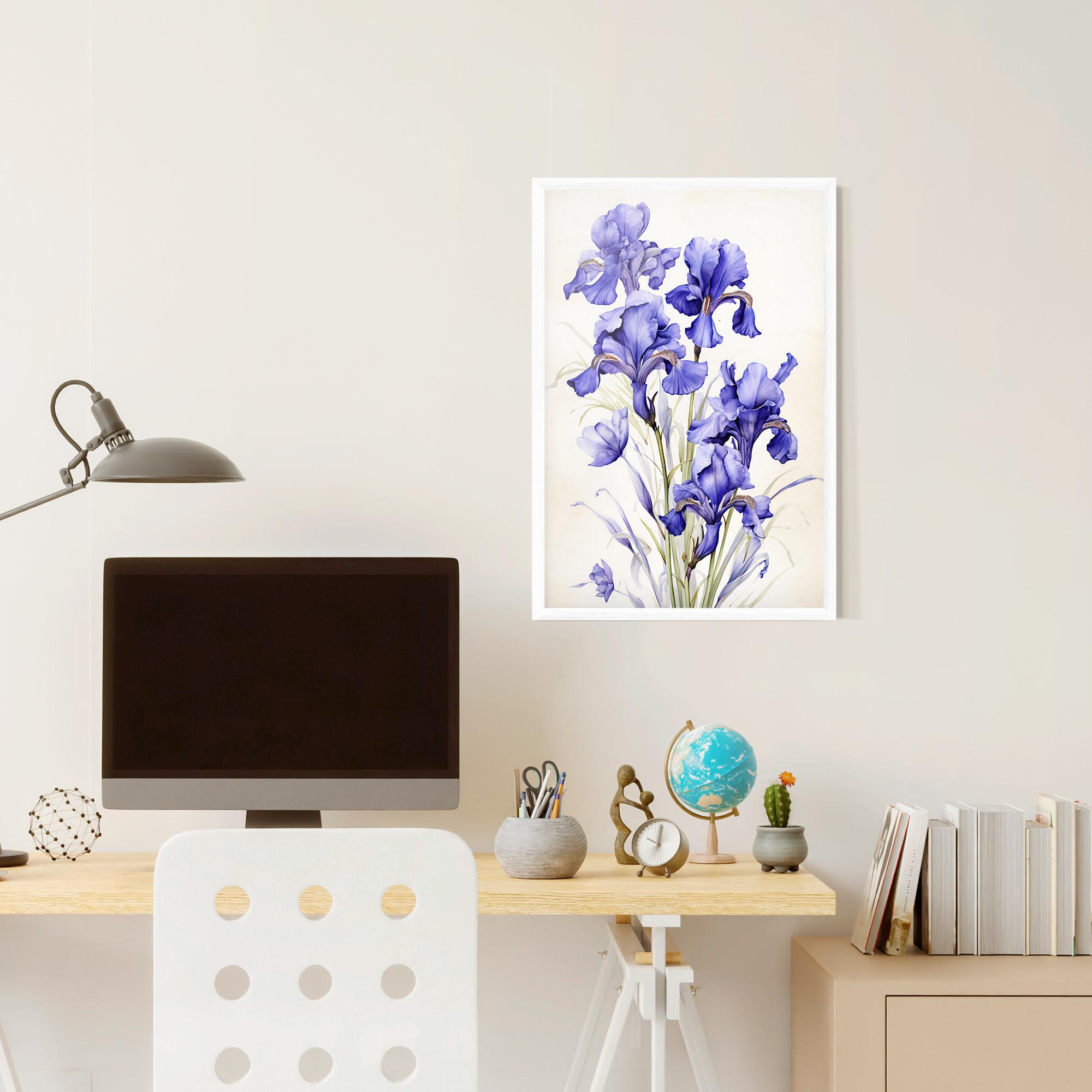 Gerahmte Poster Purple Iris On Cream mockup 6