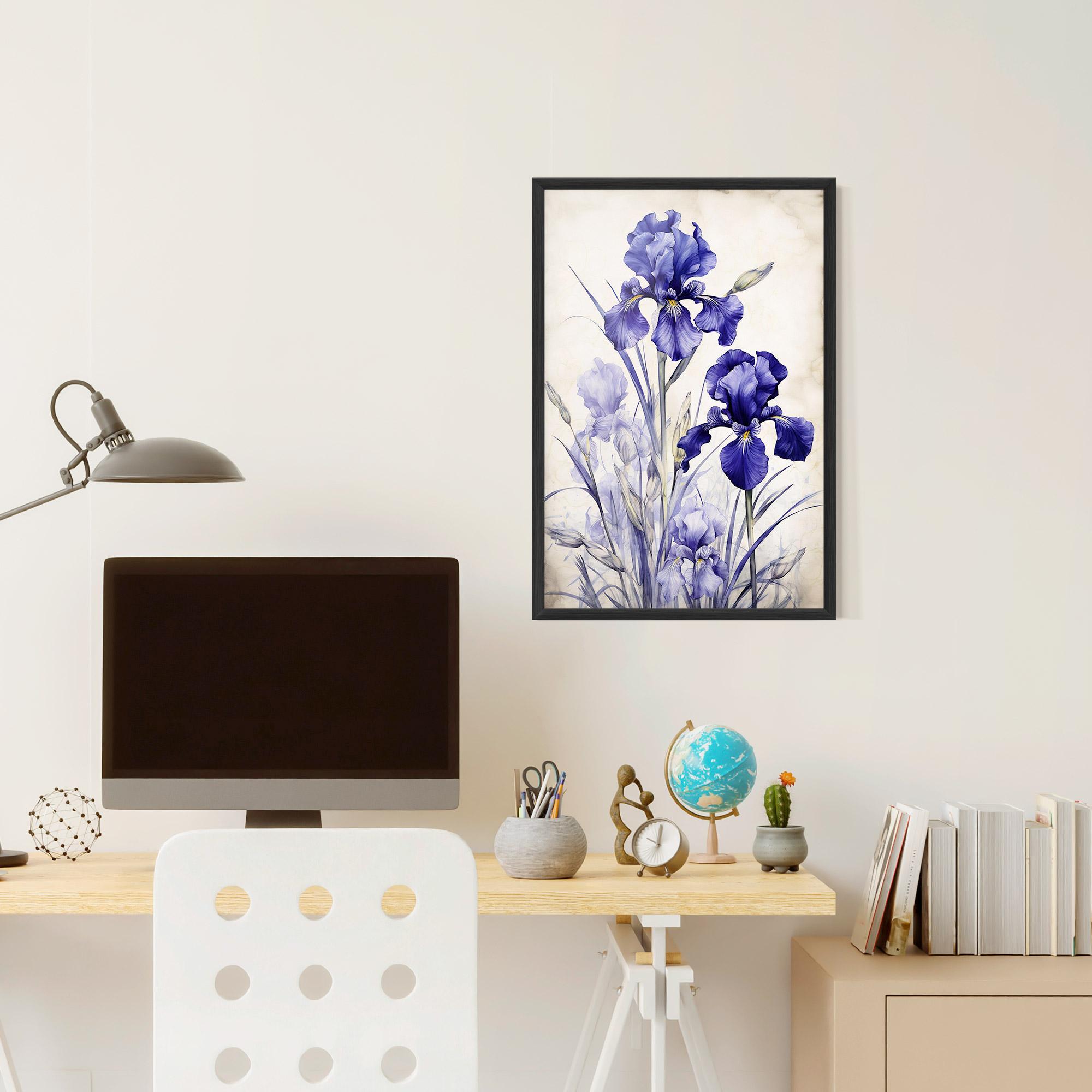 Gerahmte Poster Irises Painting mockup 6