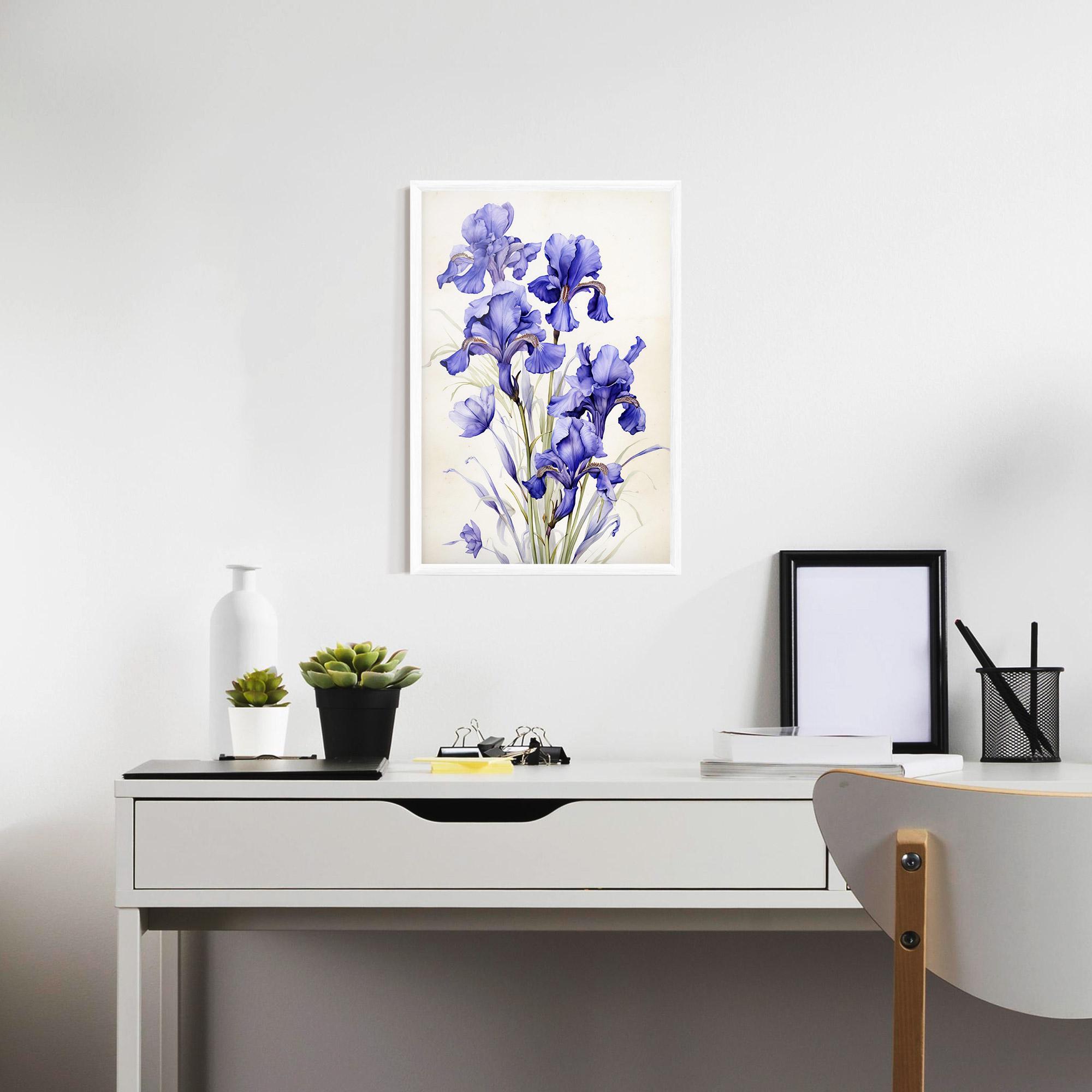 Gerahmte Poster Purple Iris On Cream mockup 7