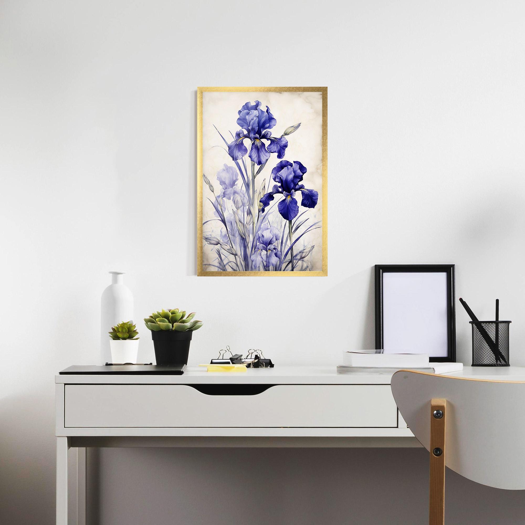 Gerahmte Poster Irises Painting mockup 7