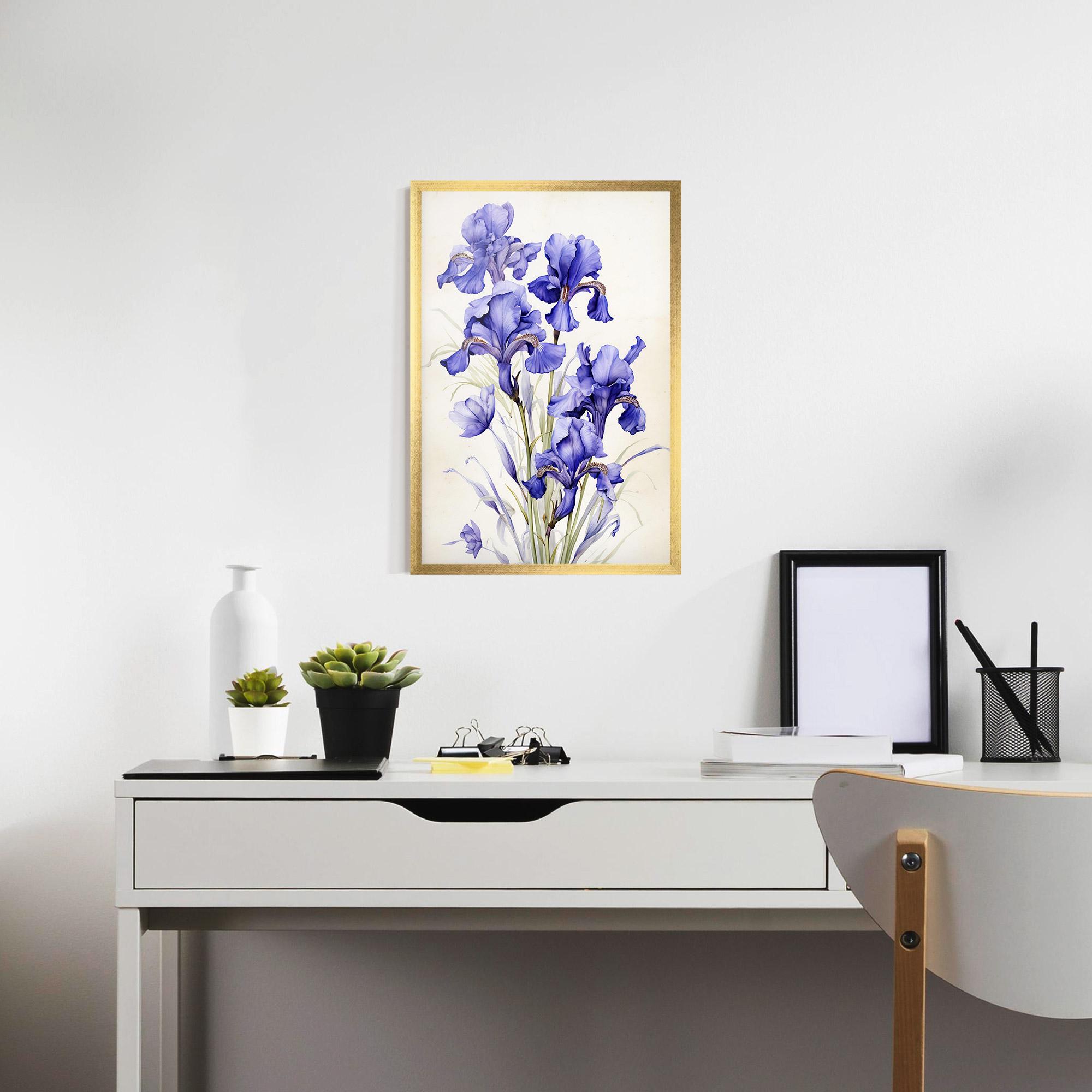 Gerahmte Poster Purple Iris On Cream mockup 7