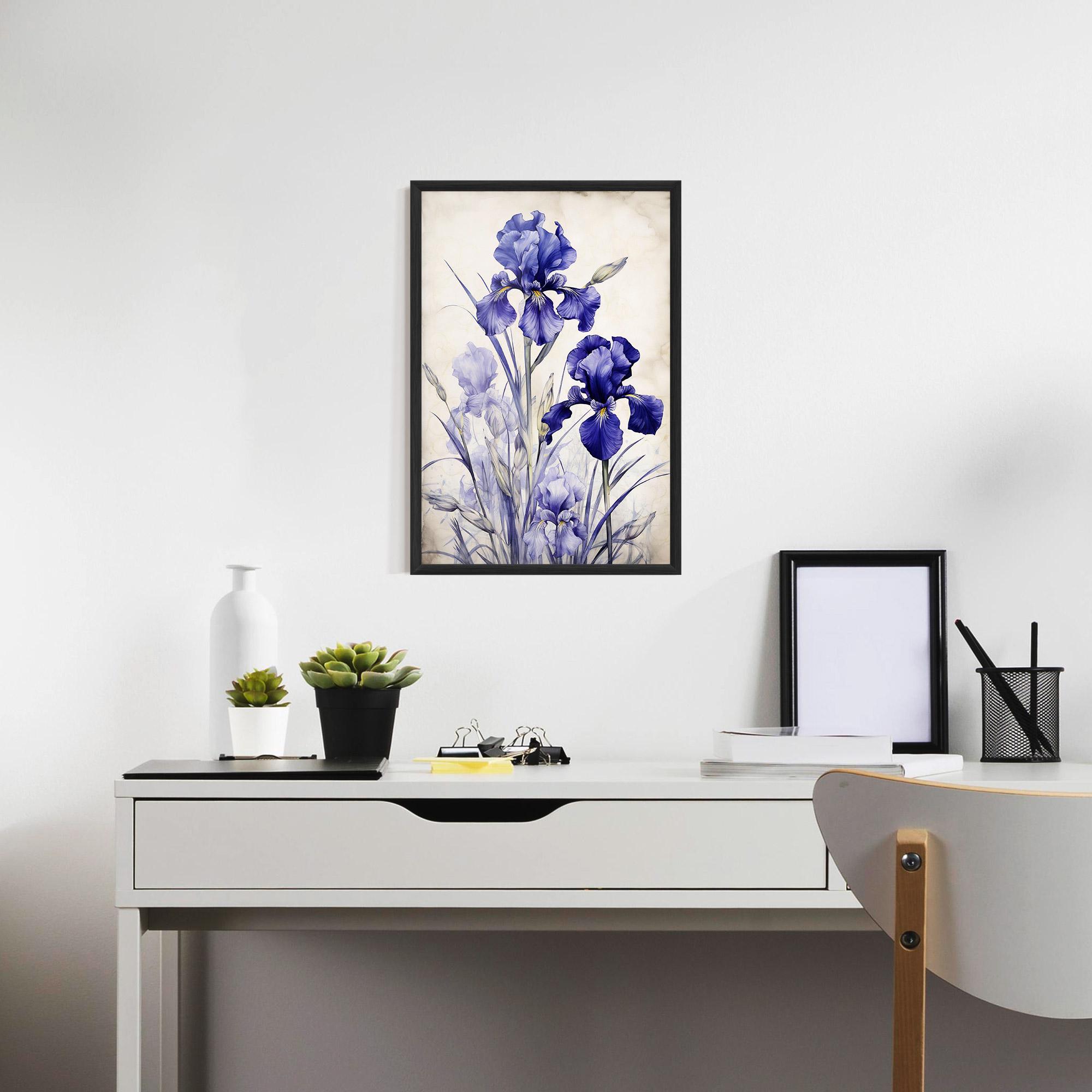 Gerahmte Poster Irises Painting mockup 7