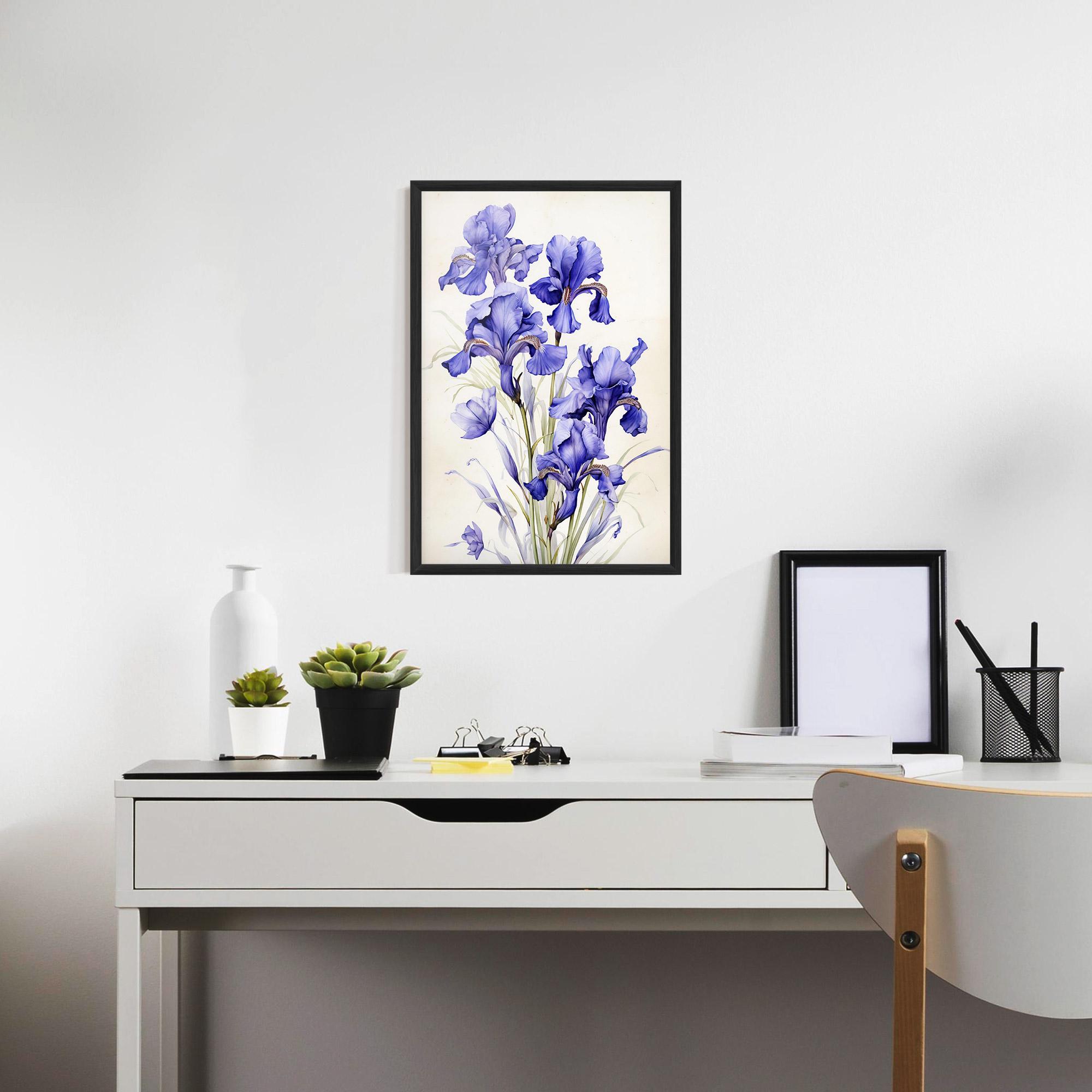 Gerahmte Poster Purple Iris On Cream mockup 7