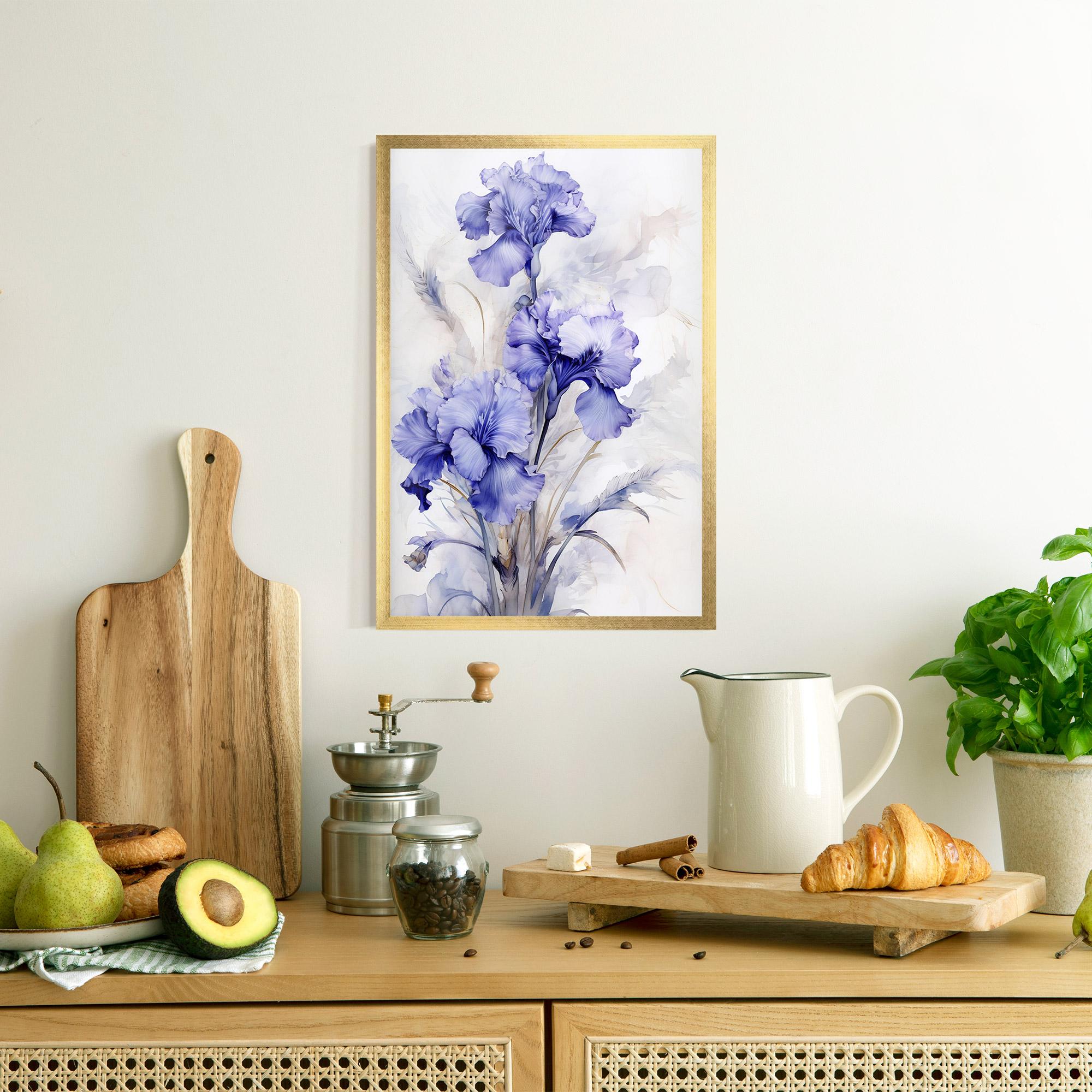 Gerahmte Poster Purple Iris Painting mockup 8
