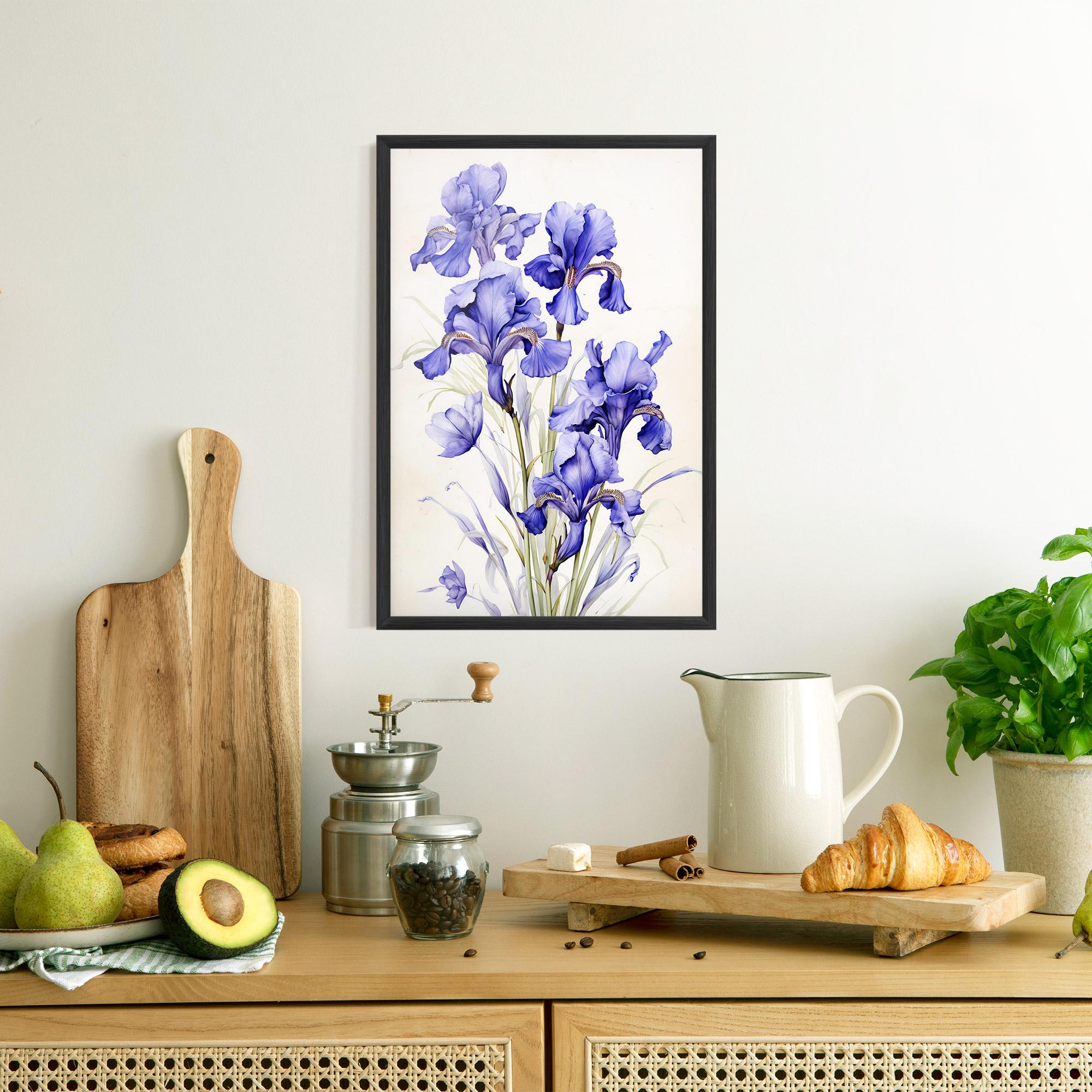 Gerahmte Poster Purple Iris On Cream mockup 8