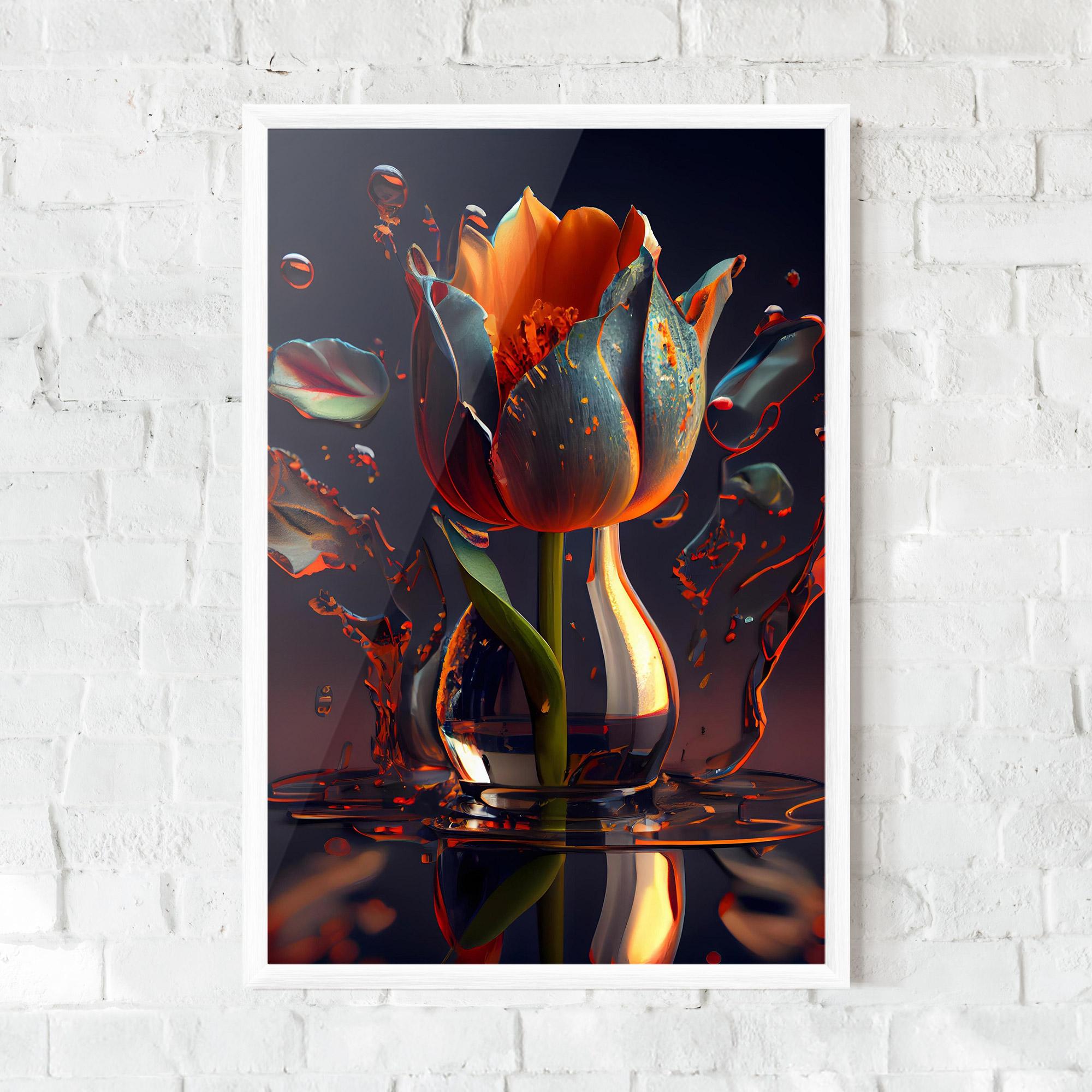 Gerahmte Poster Black Tulip In Vase mockup 0