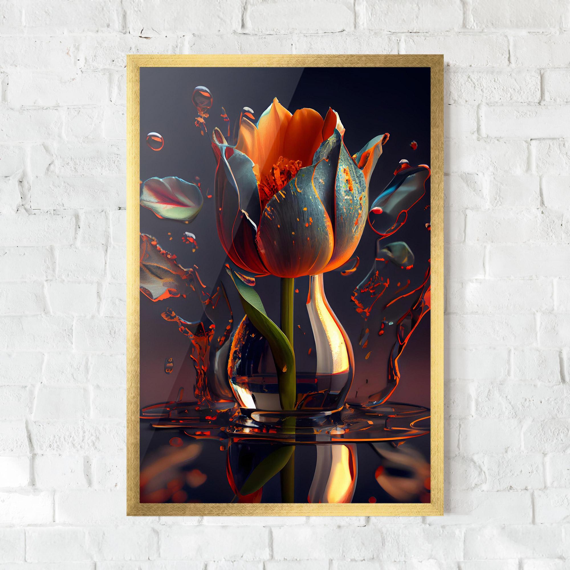 Gerahmte Poster Black Tulip In Vase mockup 0