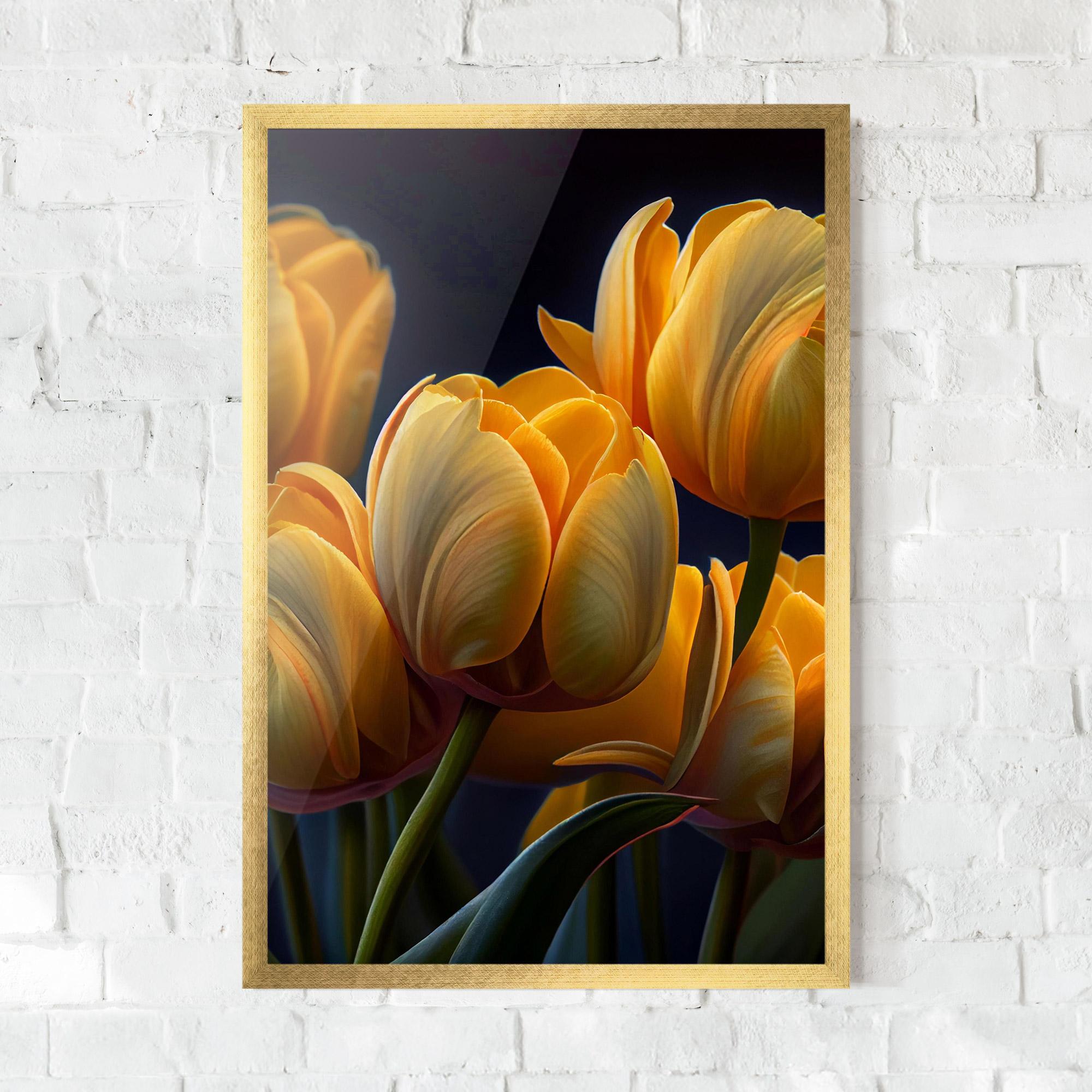 Gerahmte Poster Pretty Yellow Tulips mockup 0