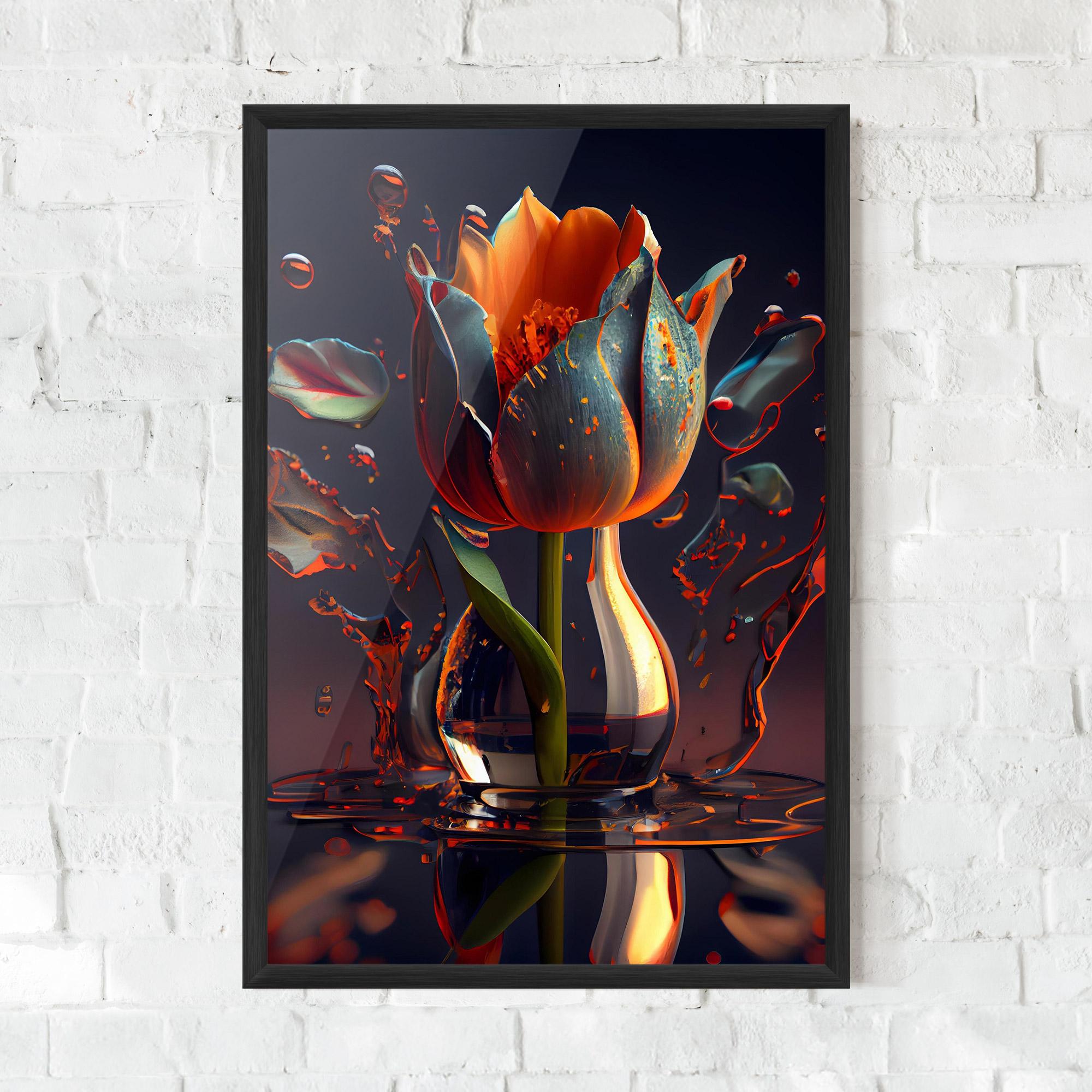 Gerahmte Poster Black Tulip In Vase mockup 0