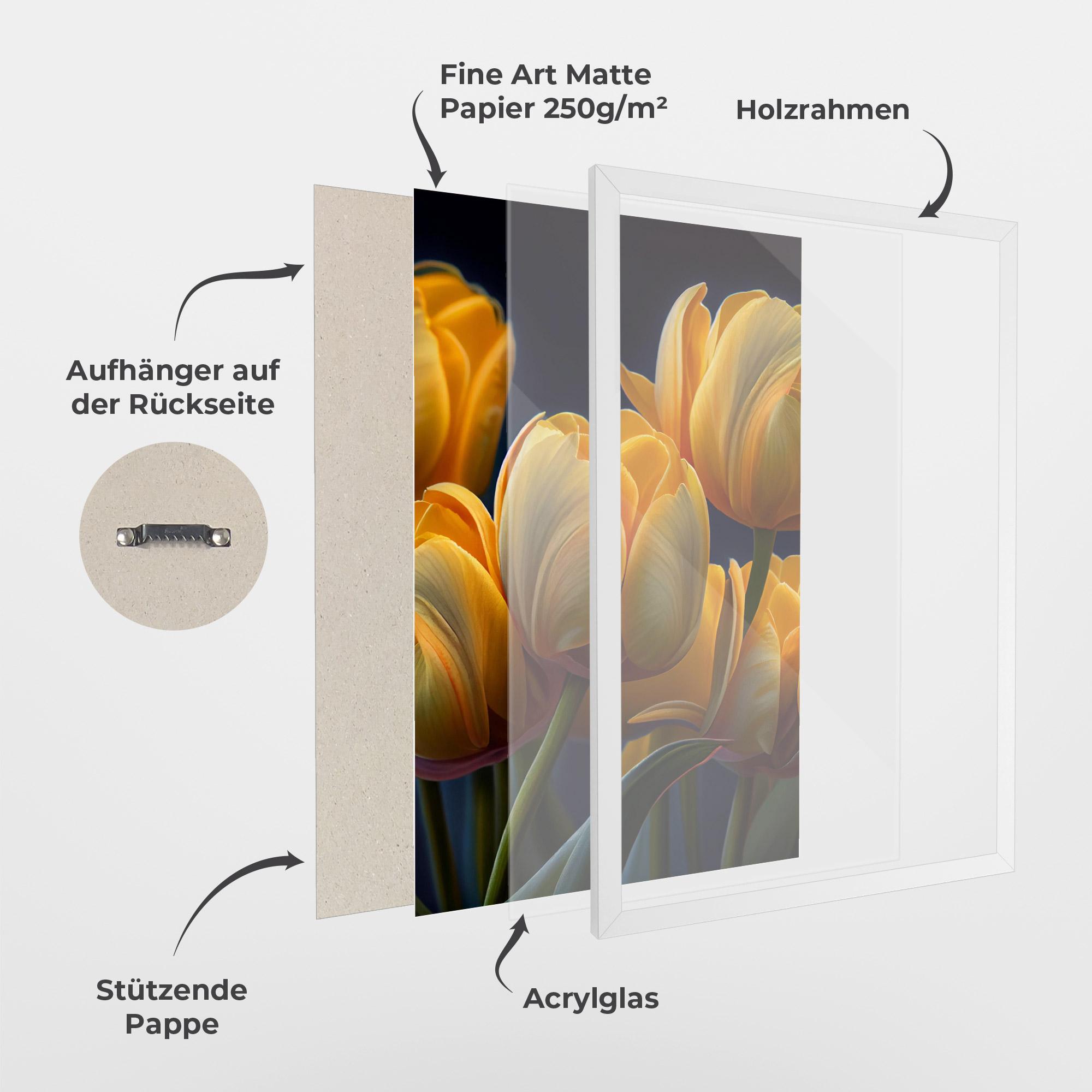 Gerahmte Poster Pretty Yellow Tulips mockup 1