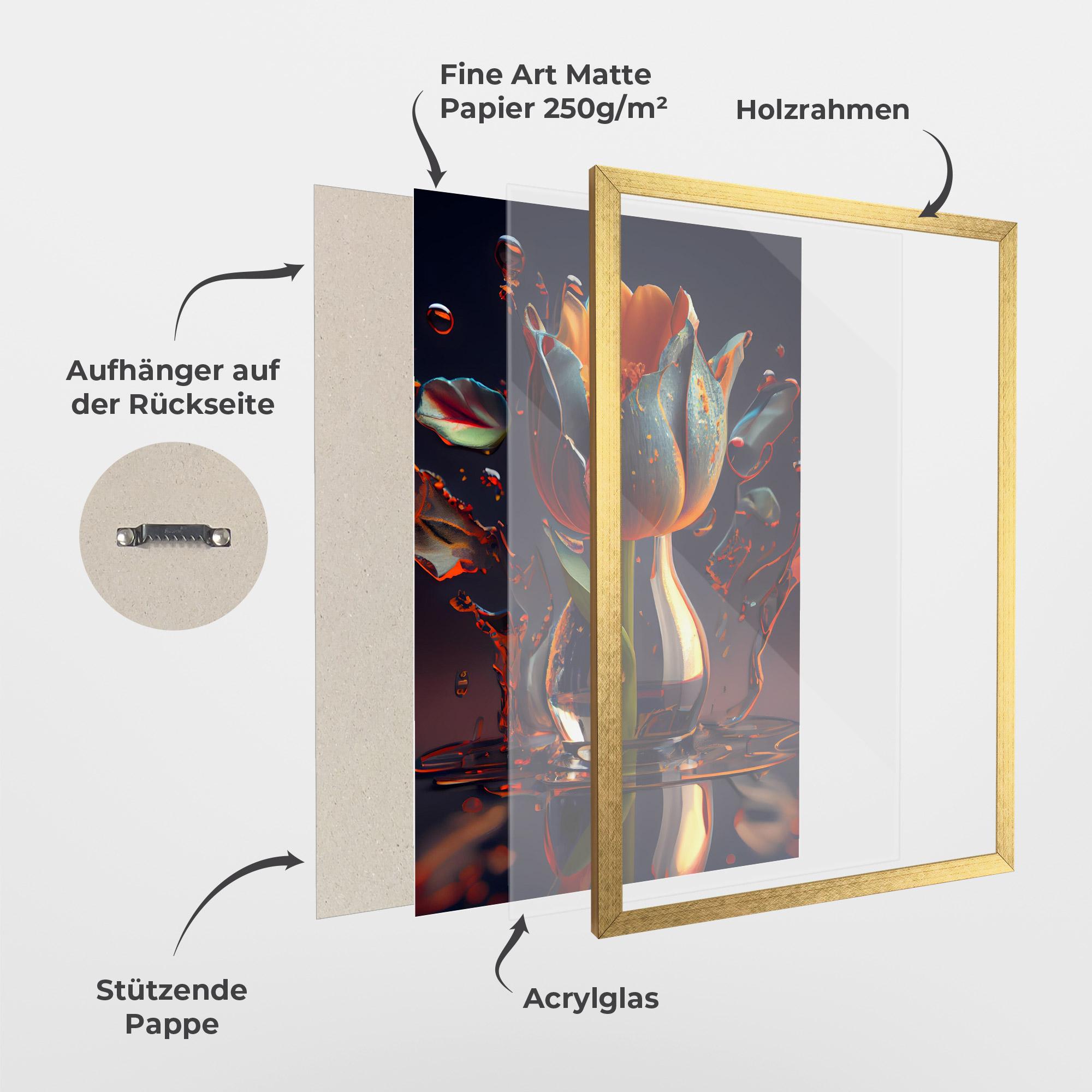 Gerahmte Poster Black Tulip In Vase mockup 1