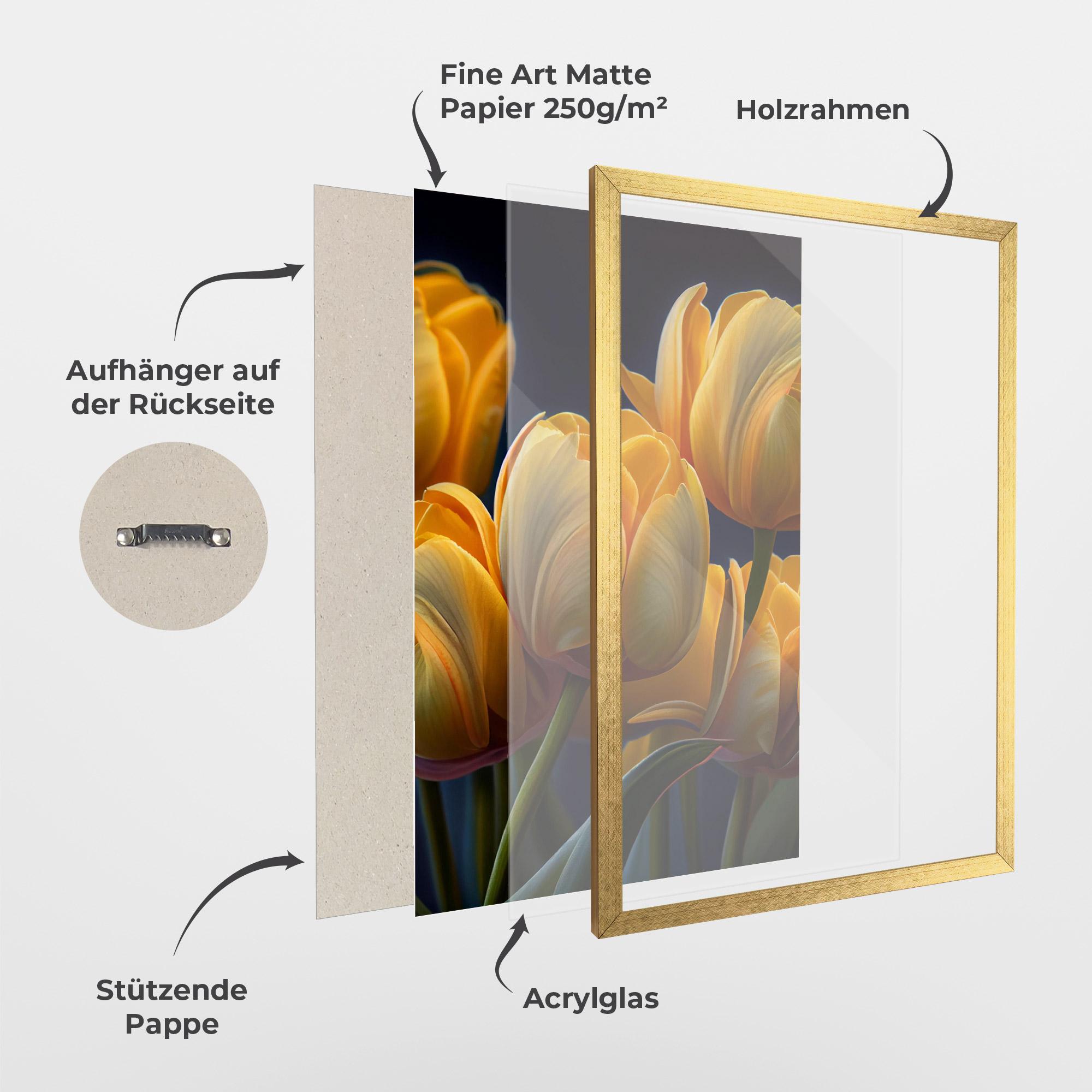 Gerahmte Poster Pretty Yellow Tulips mockup 1