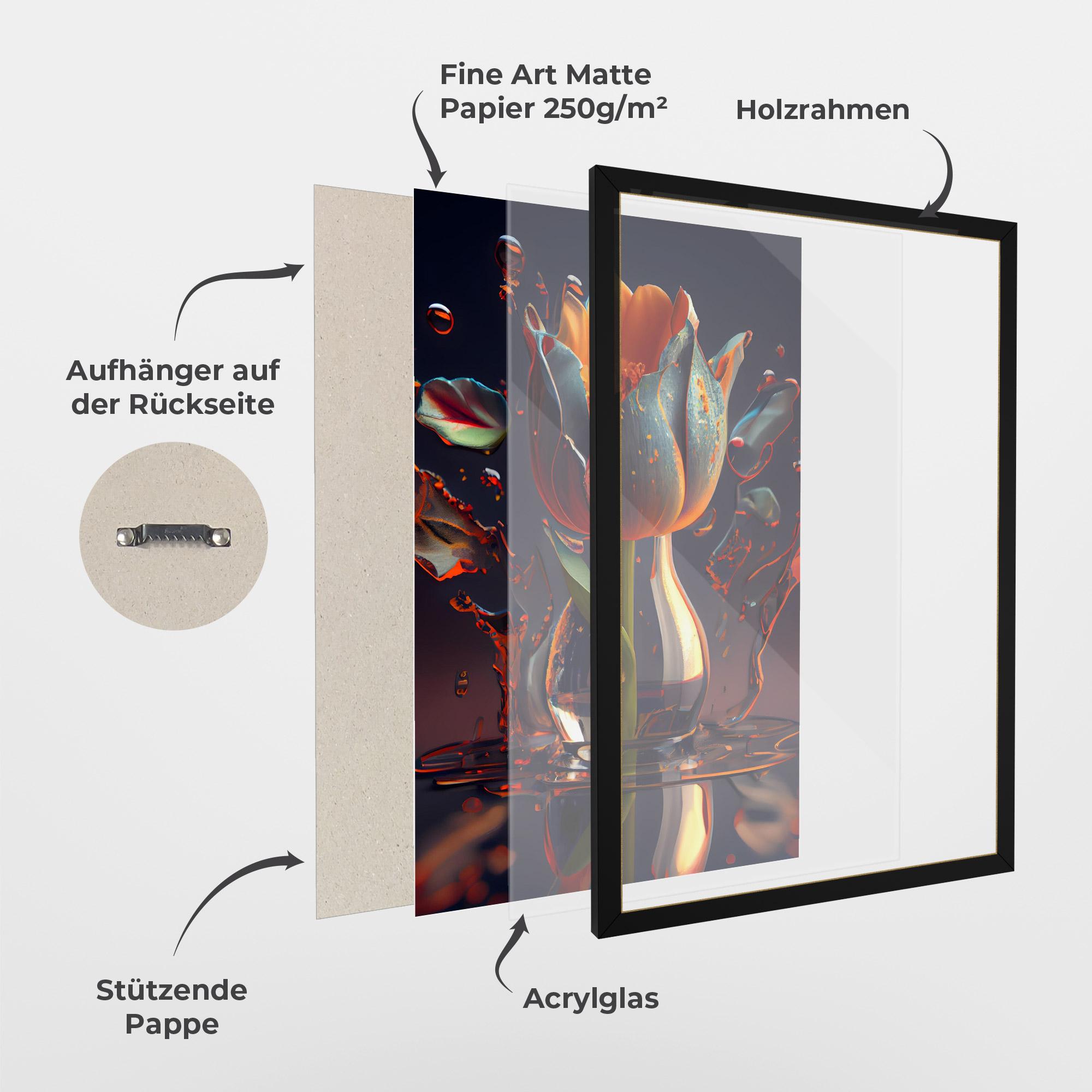 Gerahmte Poster Black Tulip In Vase mockup 1