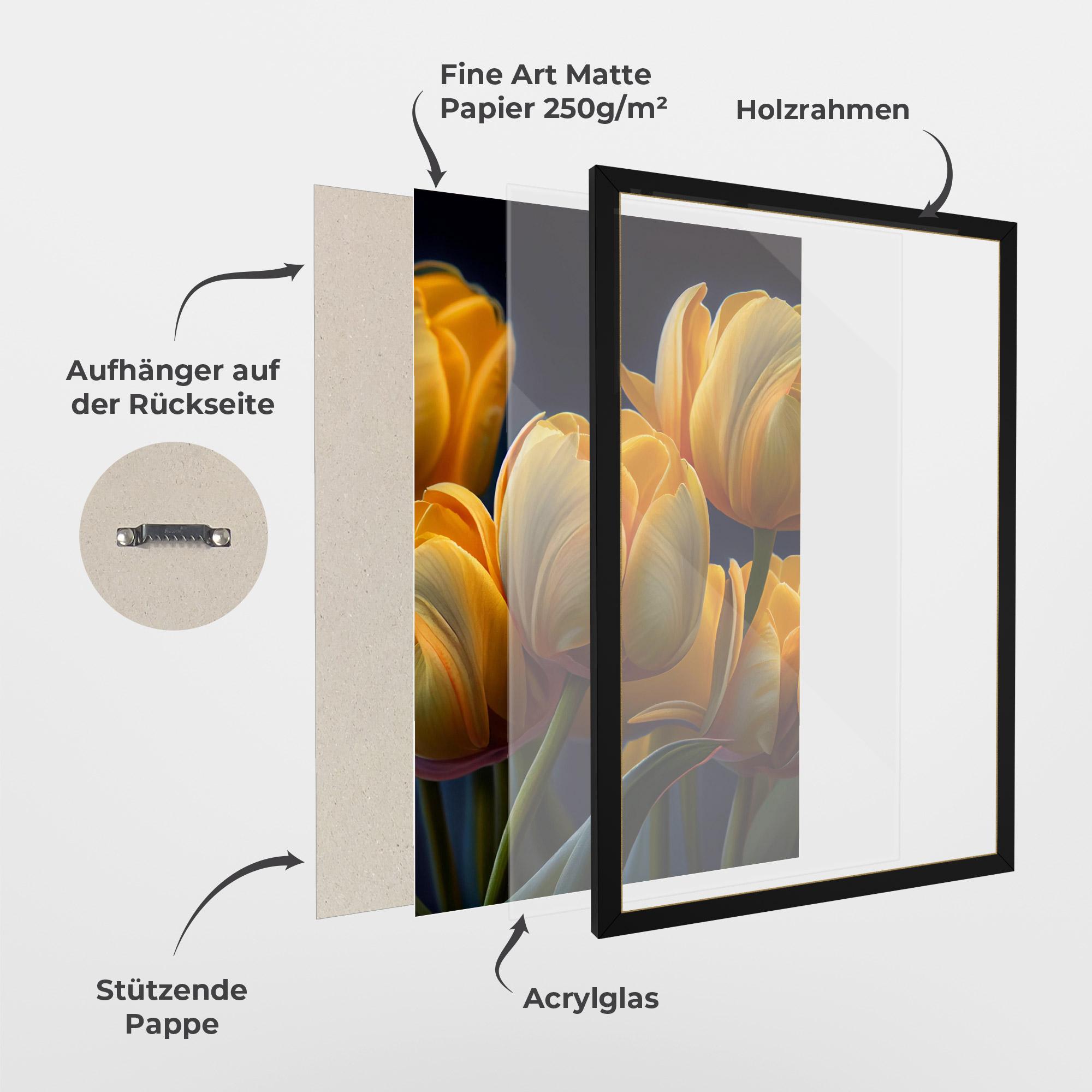 Gerahmte Poster Pretty Yellow Tulips mockup 1