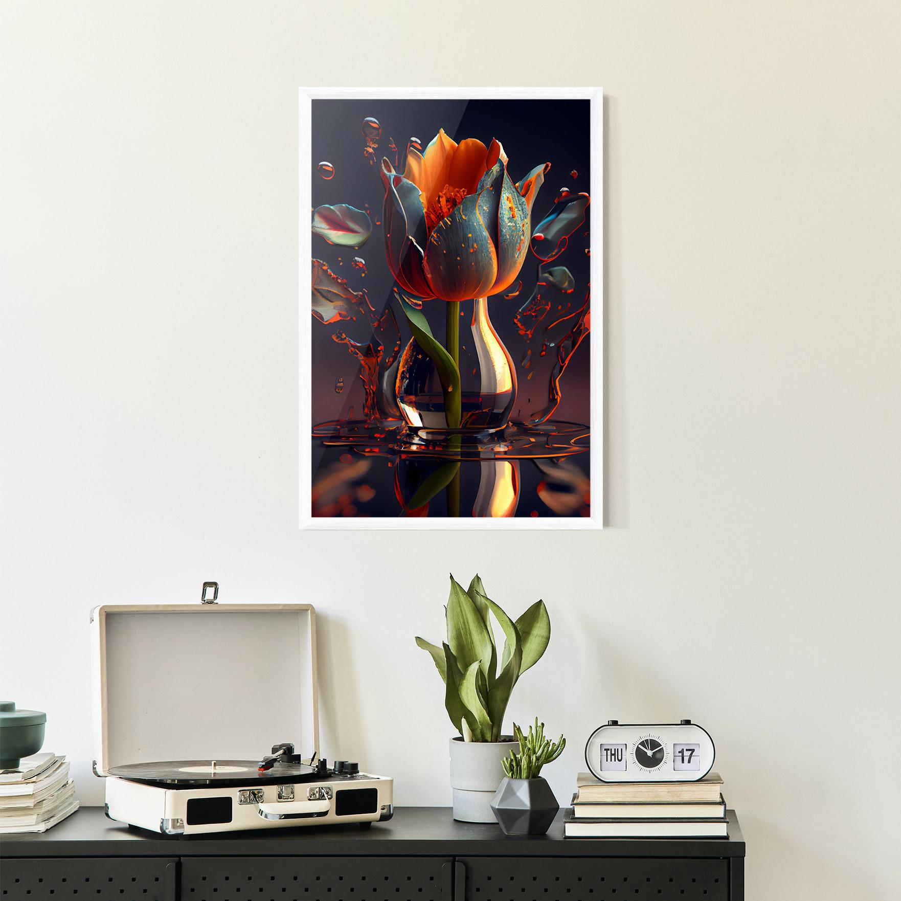 Gerahmte Poster Black Tulip In Vase mockup 2
