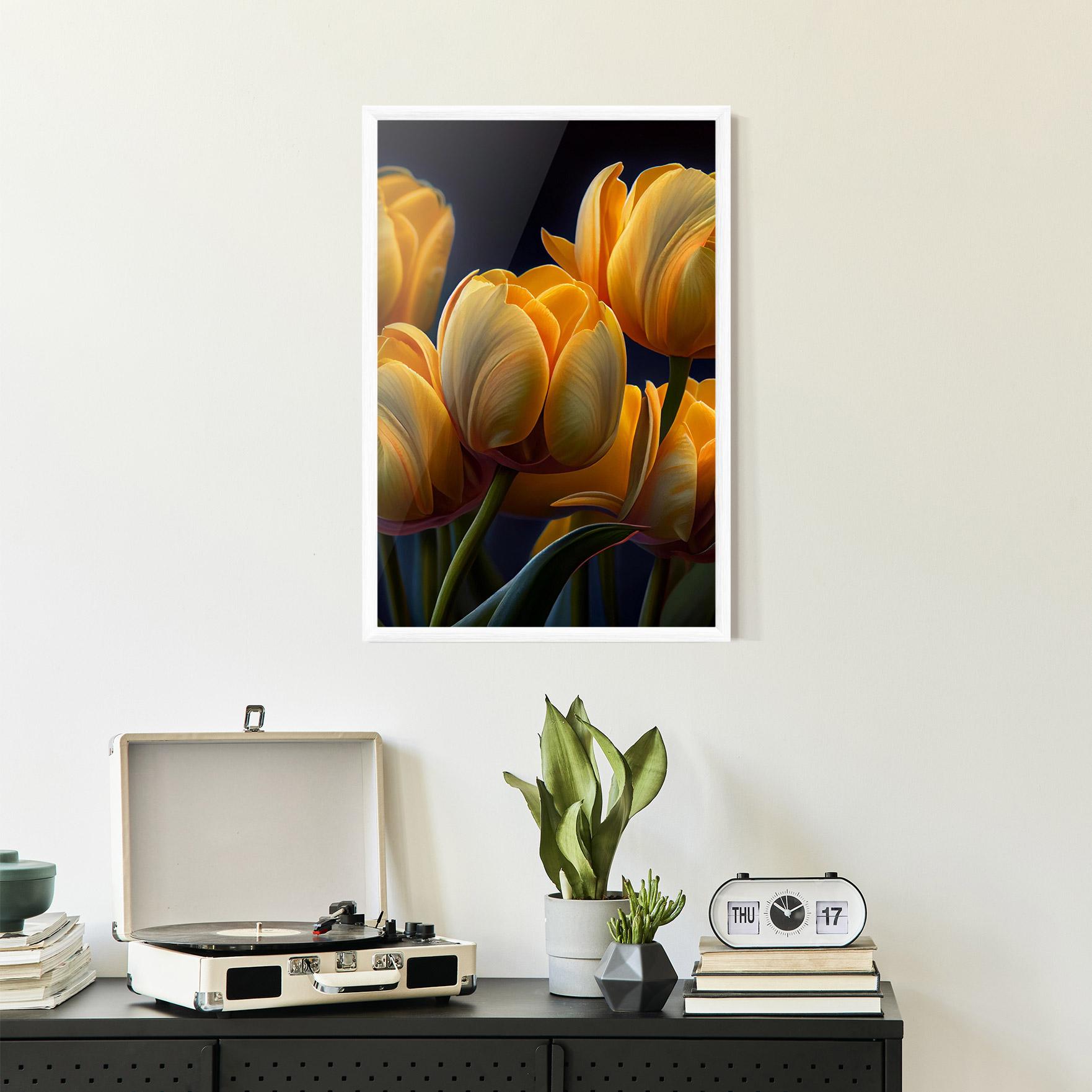 Gerahmte Poster Pretty Yellow Tulips mockup 2