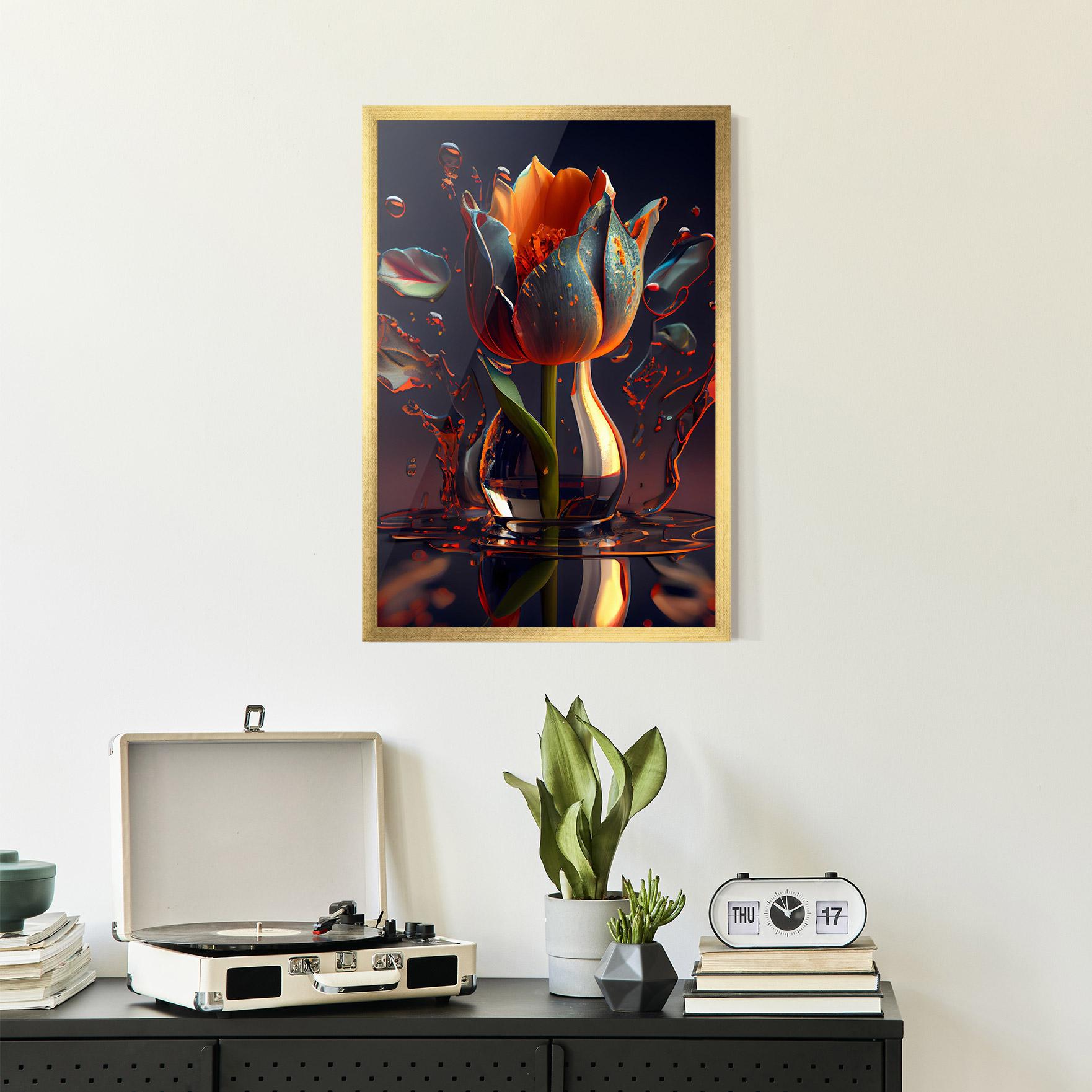 Gerahmte Poster Black Tulip In Vase mockup 2