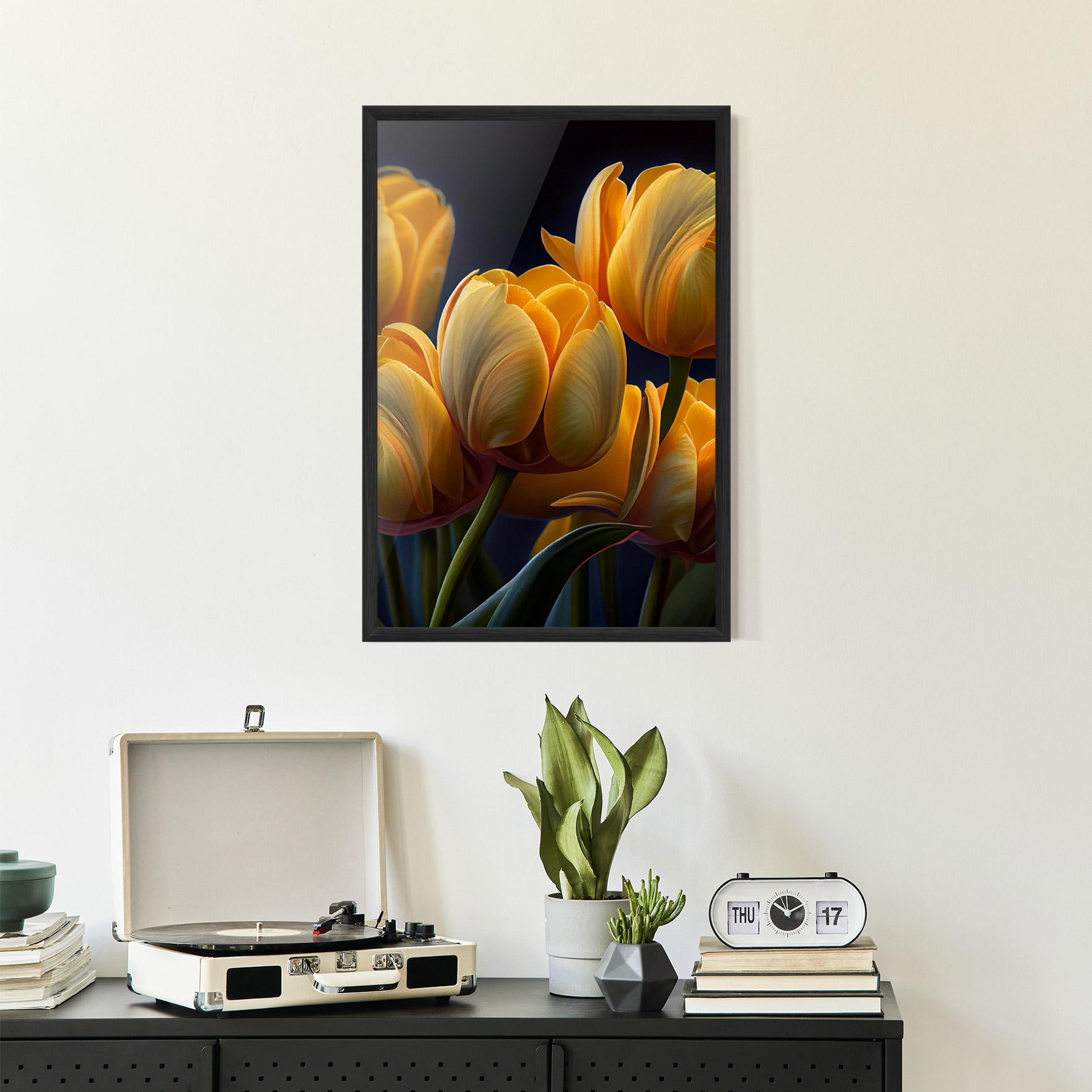 Gerahmte Poster Pretty Yellow Tulips mockup 2