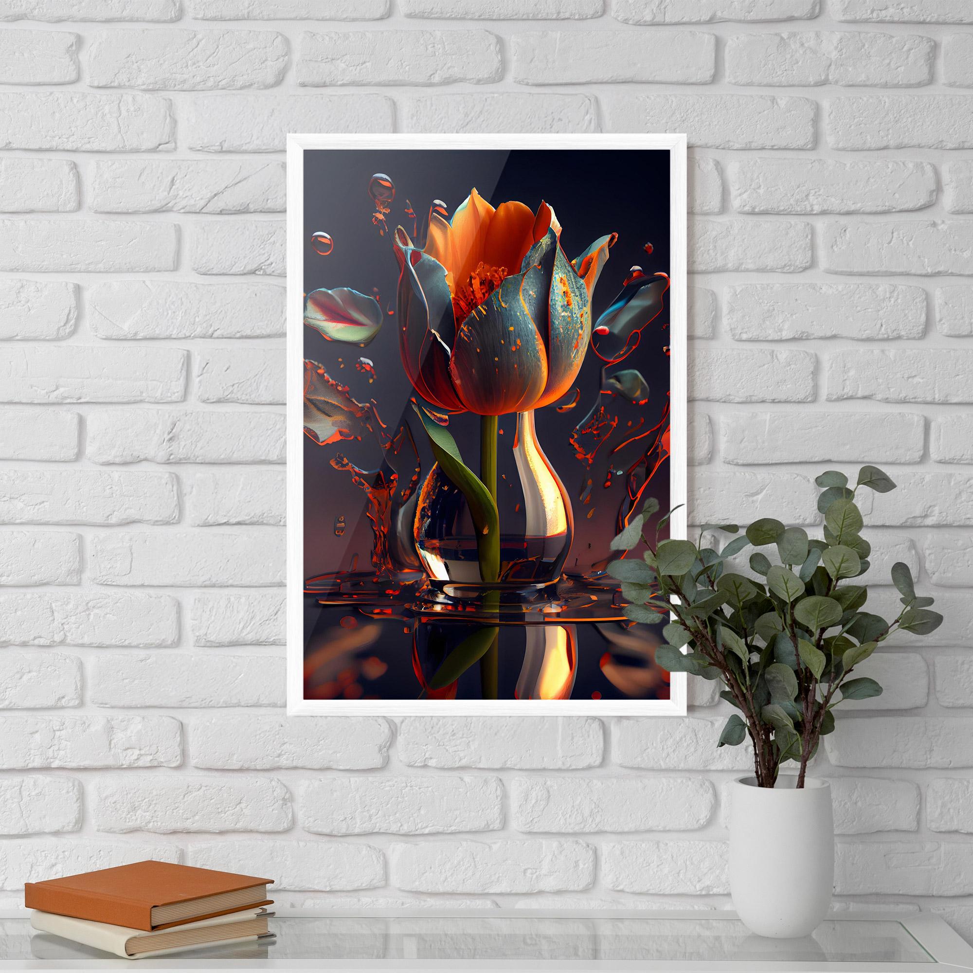 Gerahmte Poster Black Tulip In Vase mockup 5