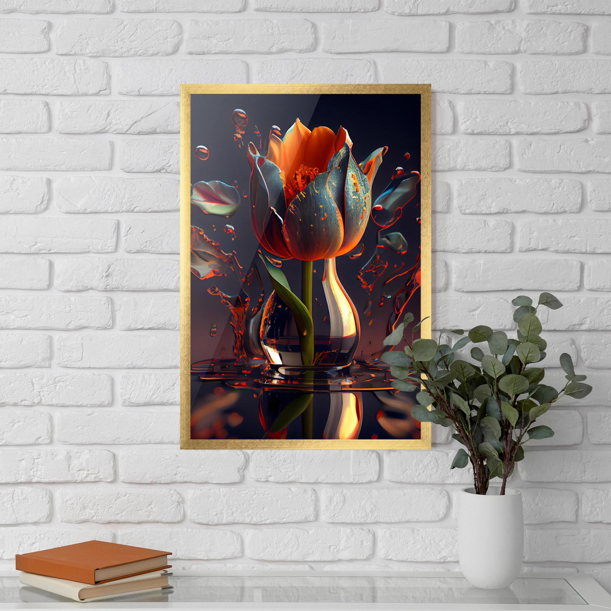 Gerahmte Poster Black Tulip In Vase mockup 5