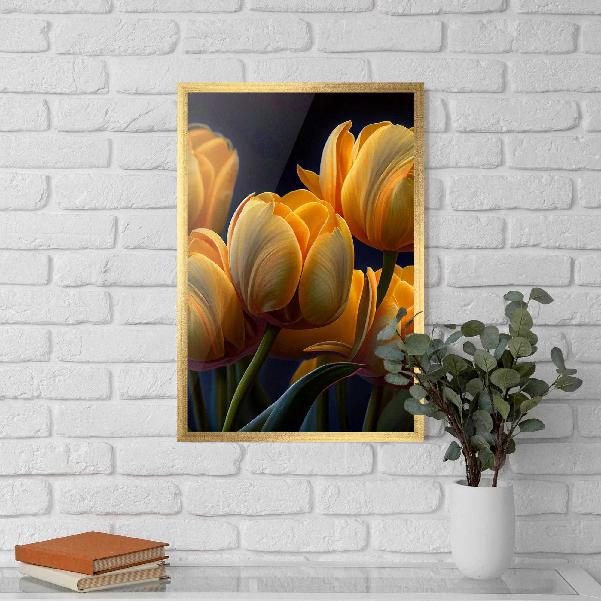Gerahmte Poster Pretty Yellow Tulips mockup 5